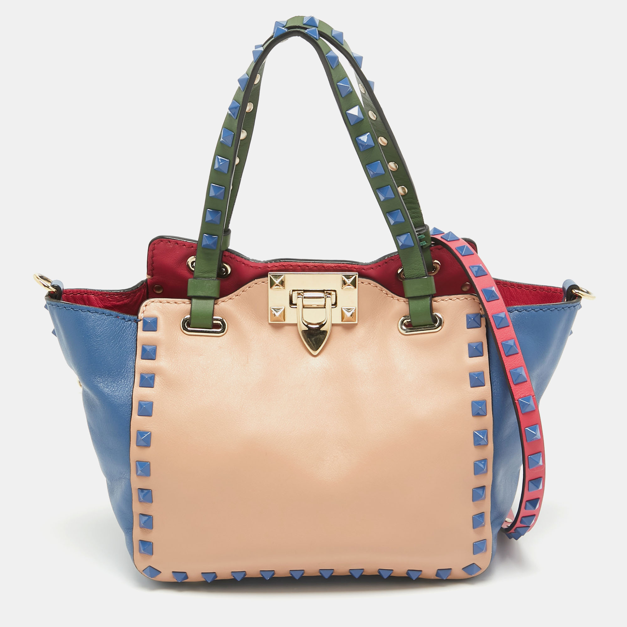 

Valentino Multicolor Leather Mini Rockstud Trapeze Tote