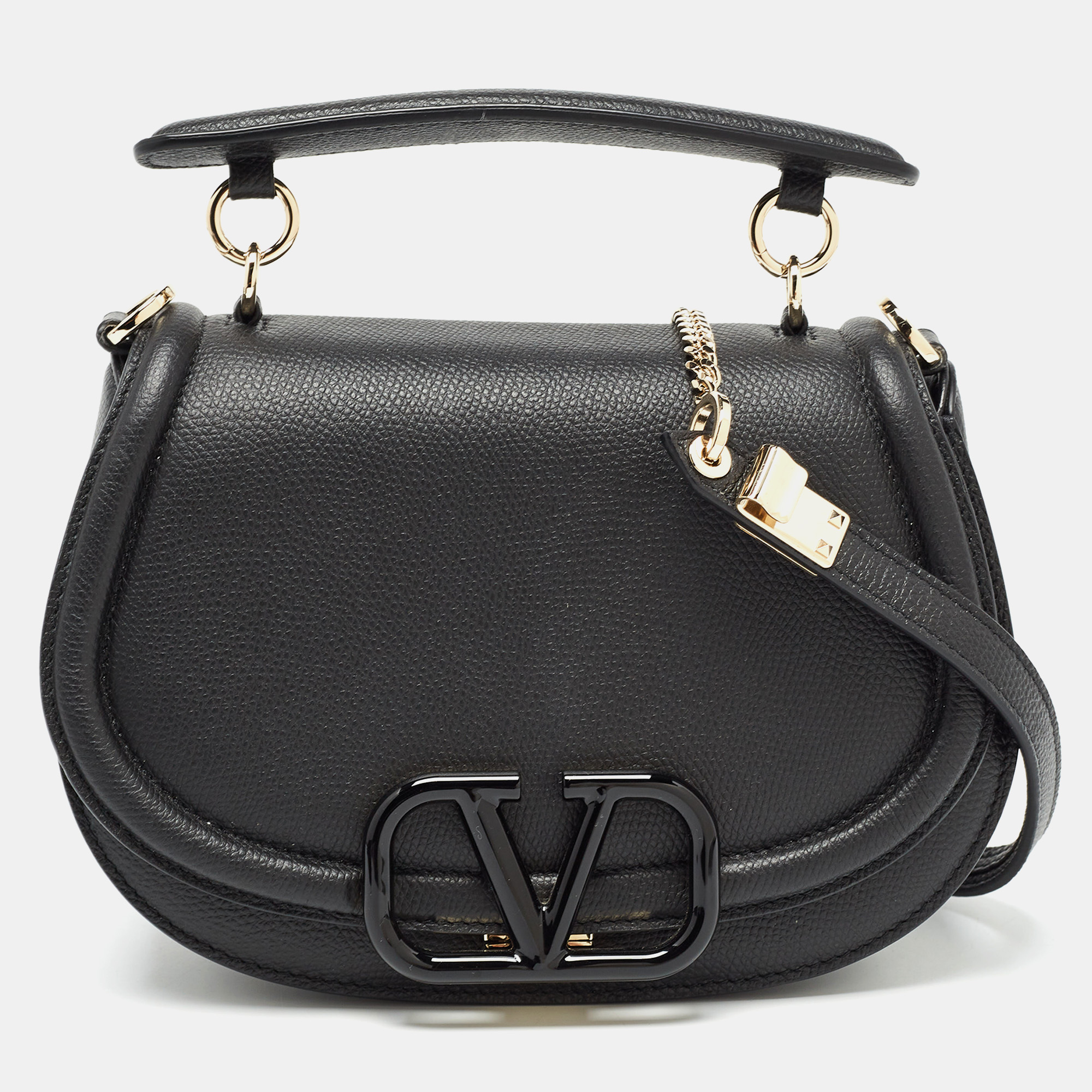 

Valentino Black Leather VSling Top Handle Bag