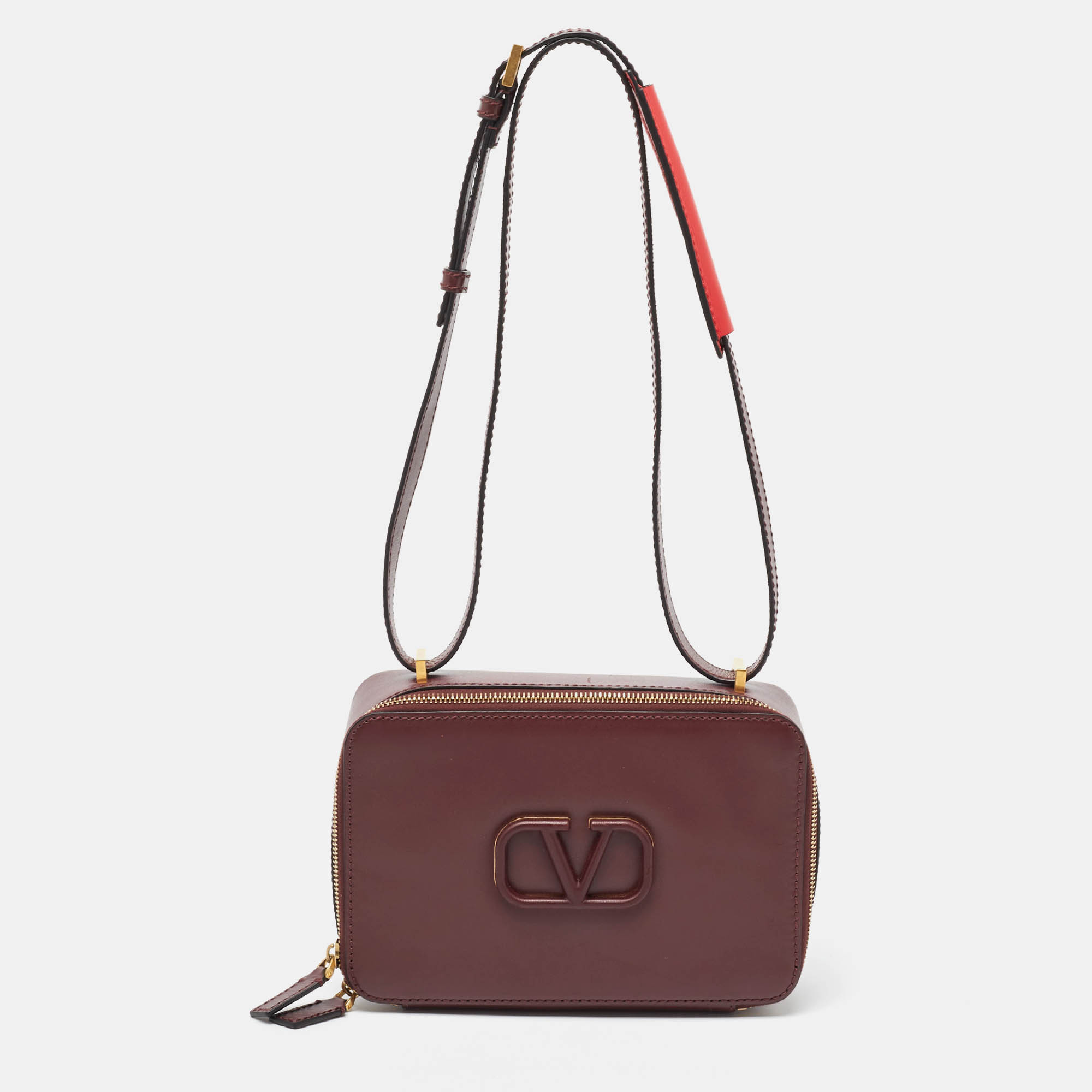 

Valentino Burgundy Leather VSling Camera Crossbody Bag