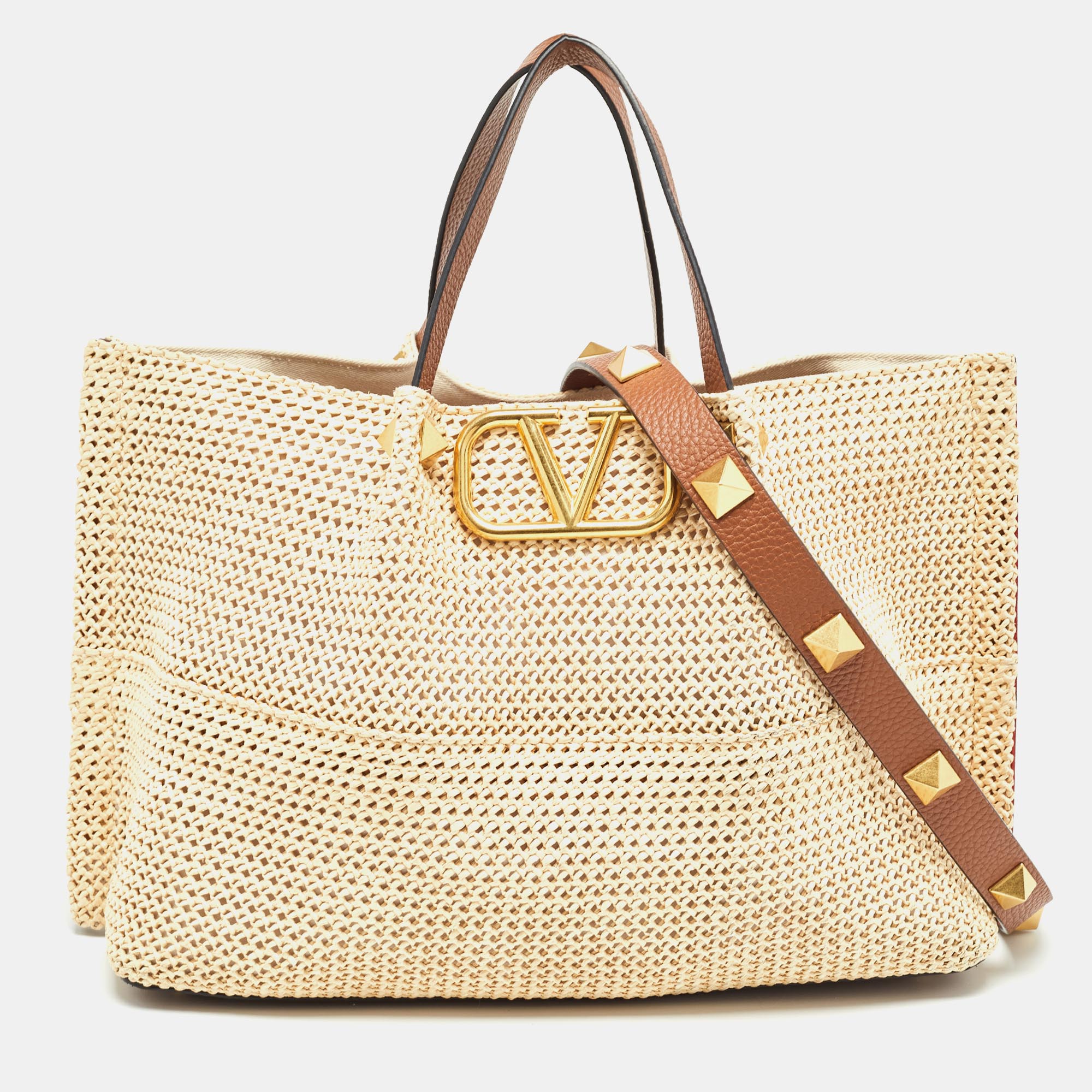 

Valentino Tan/Natural Woven Straw  Summer Tote