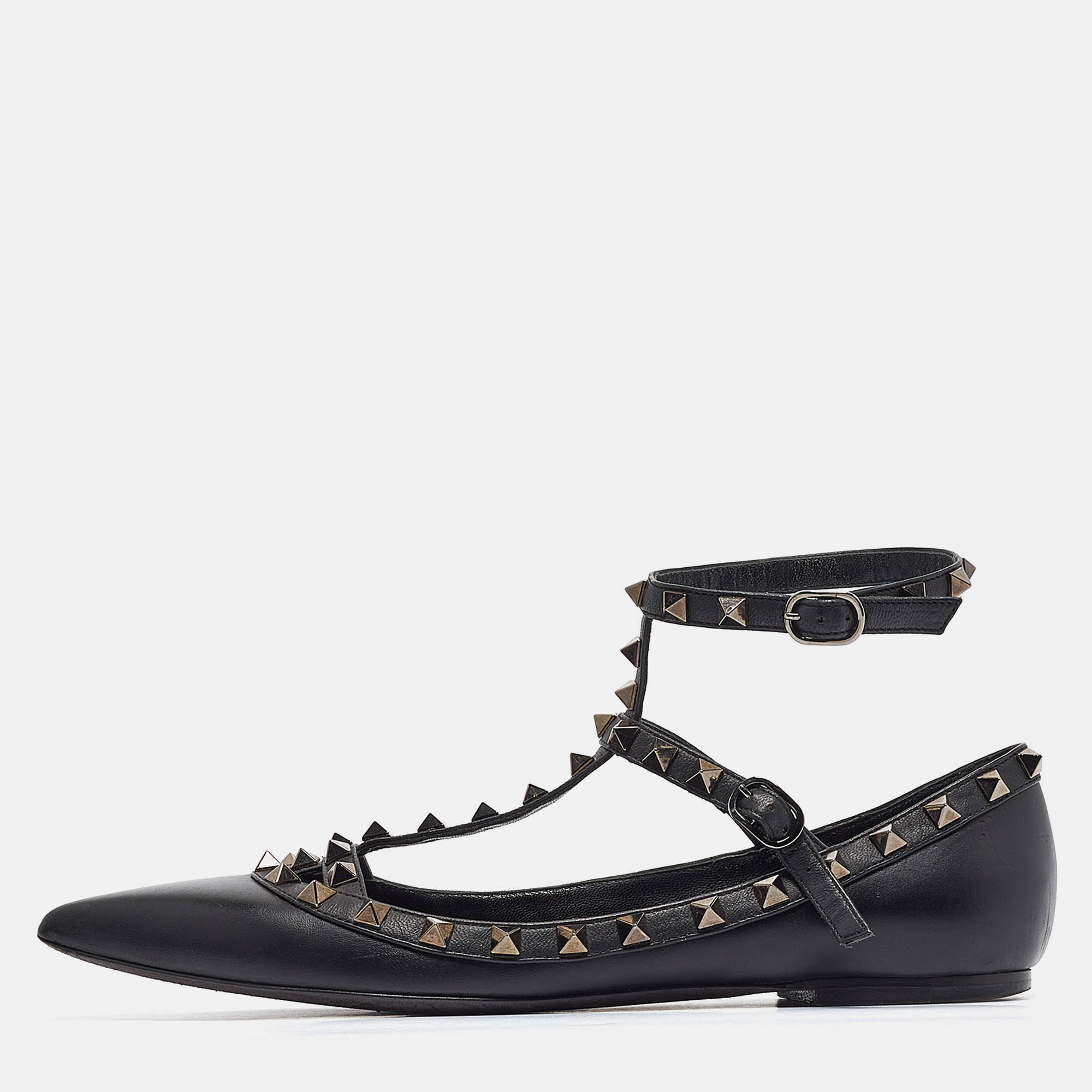 

Valentino Black Leather Rockstud Ballet Flats Size