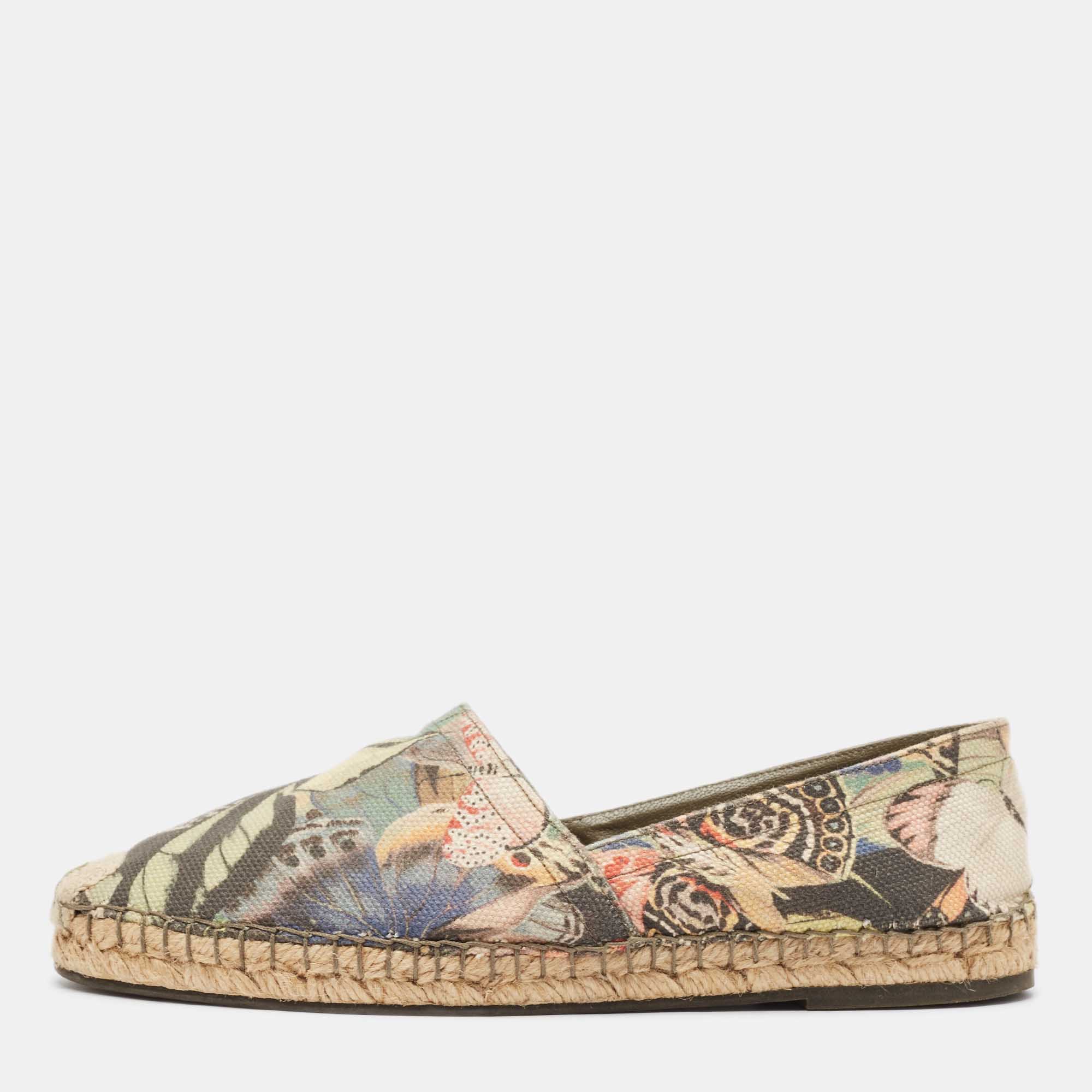 

Valentino Multicolor Butterfly Print Canvas Espadrille Flats Size