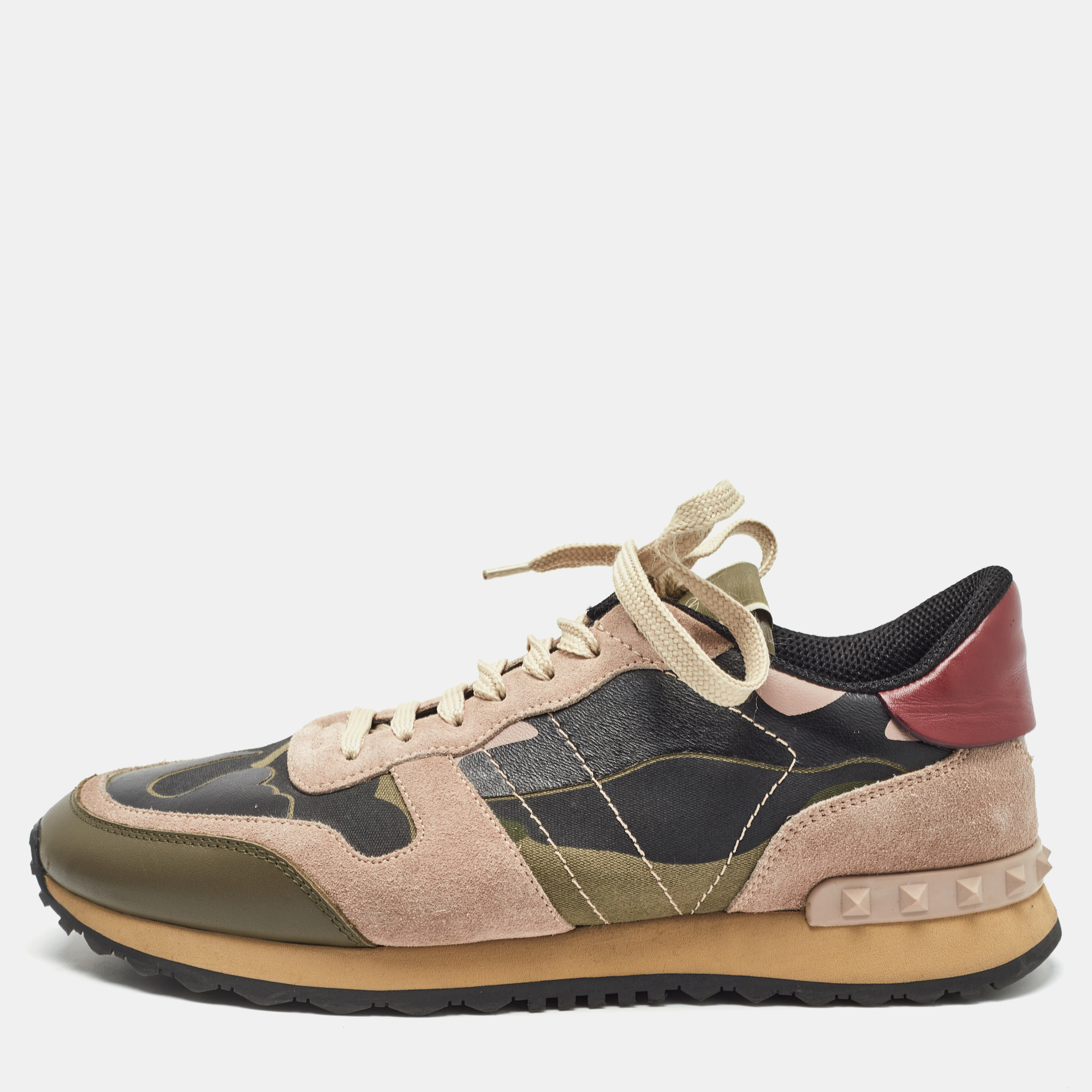 

Valentino Multicolor Leather and Suede Rockstud Sneakers Size
