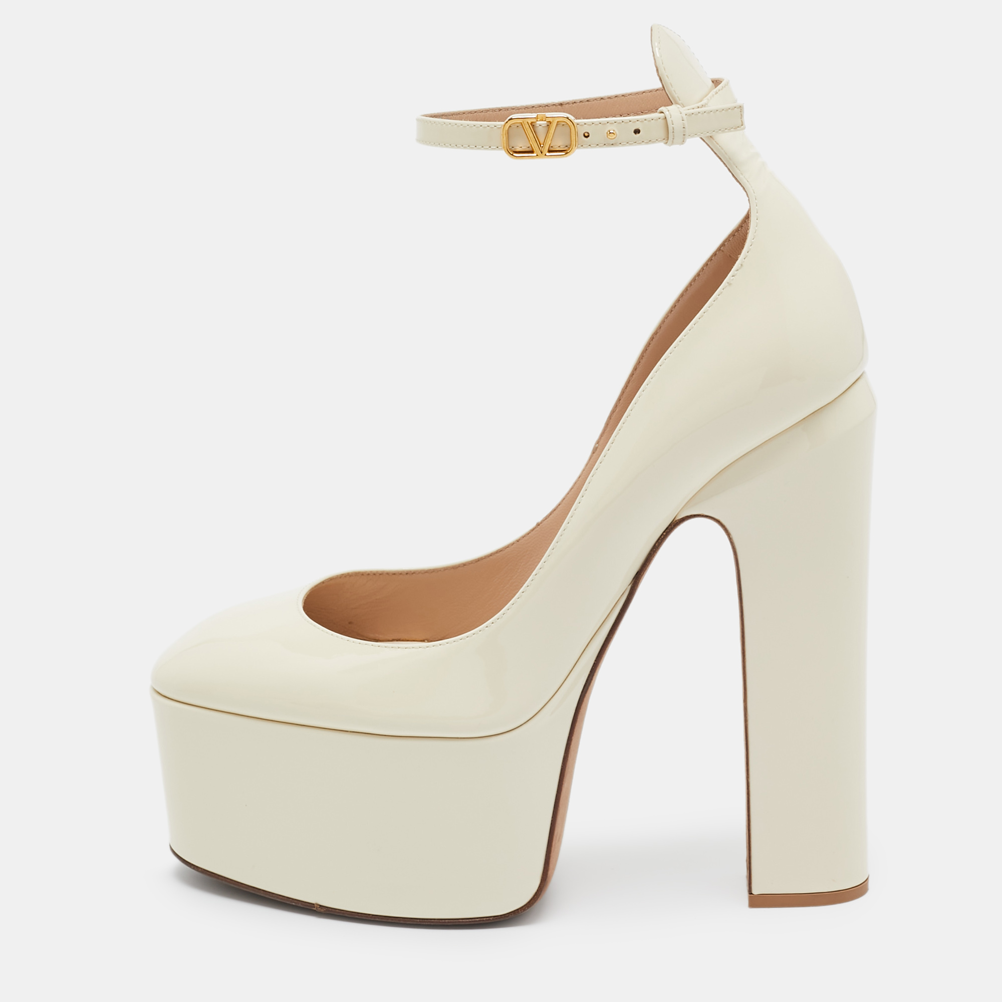 

Valentino Cream Patent Leather Tango Pumps Size