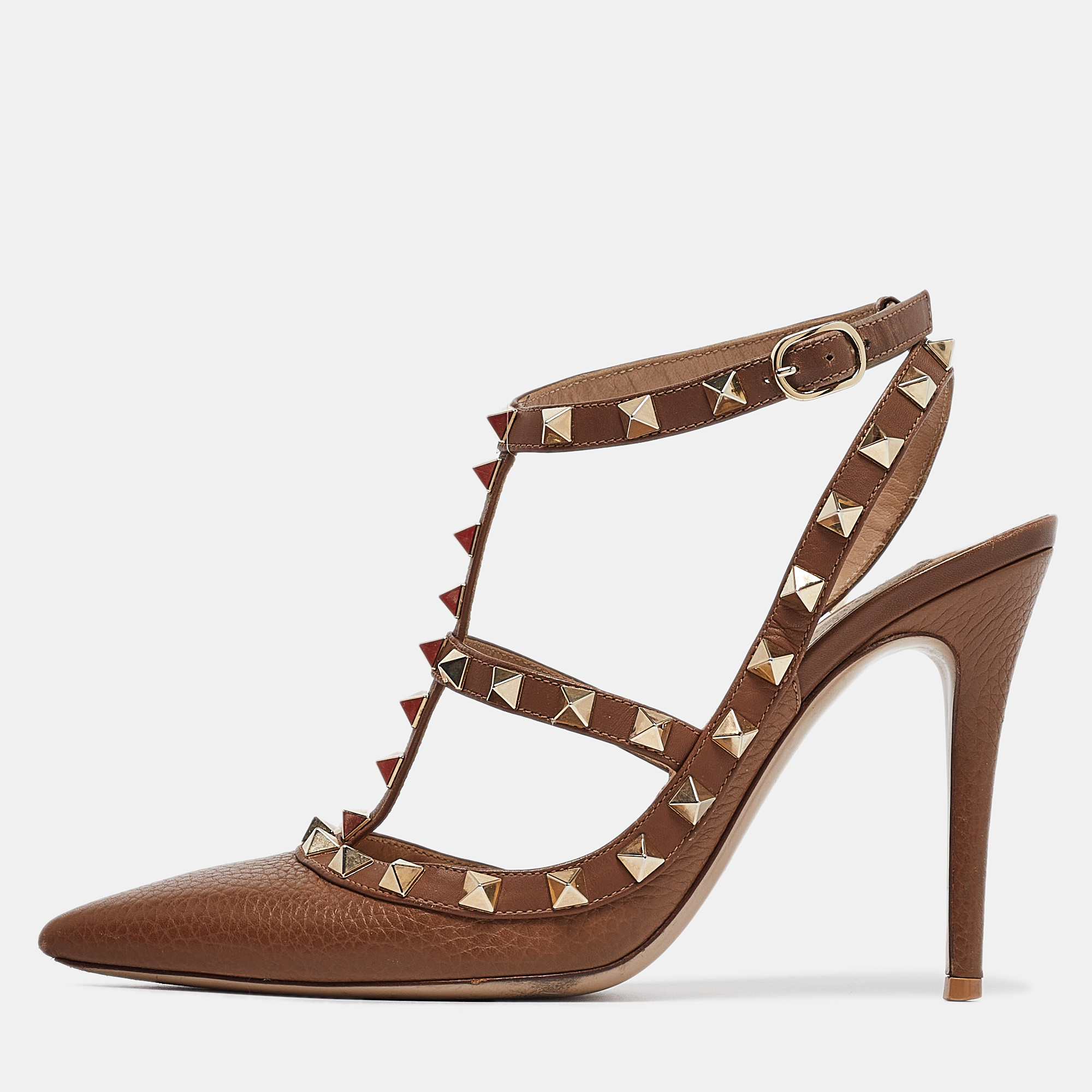 

Valentino Beige Leather Rockstud Slingback Pumps Size, Brown