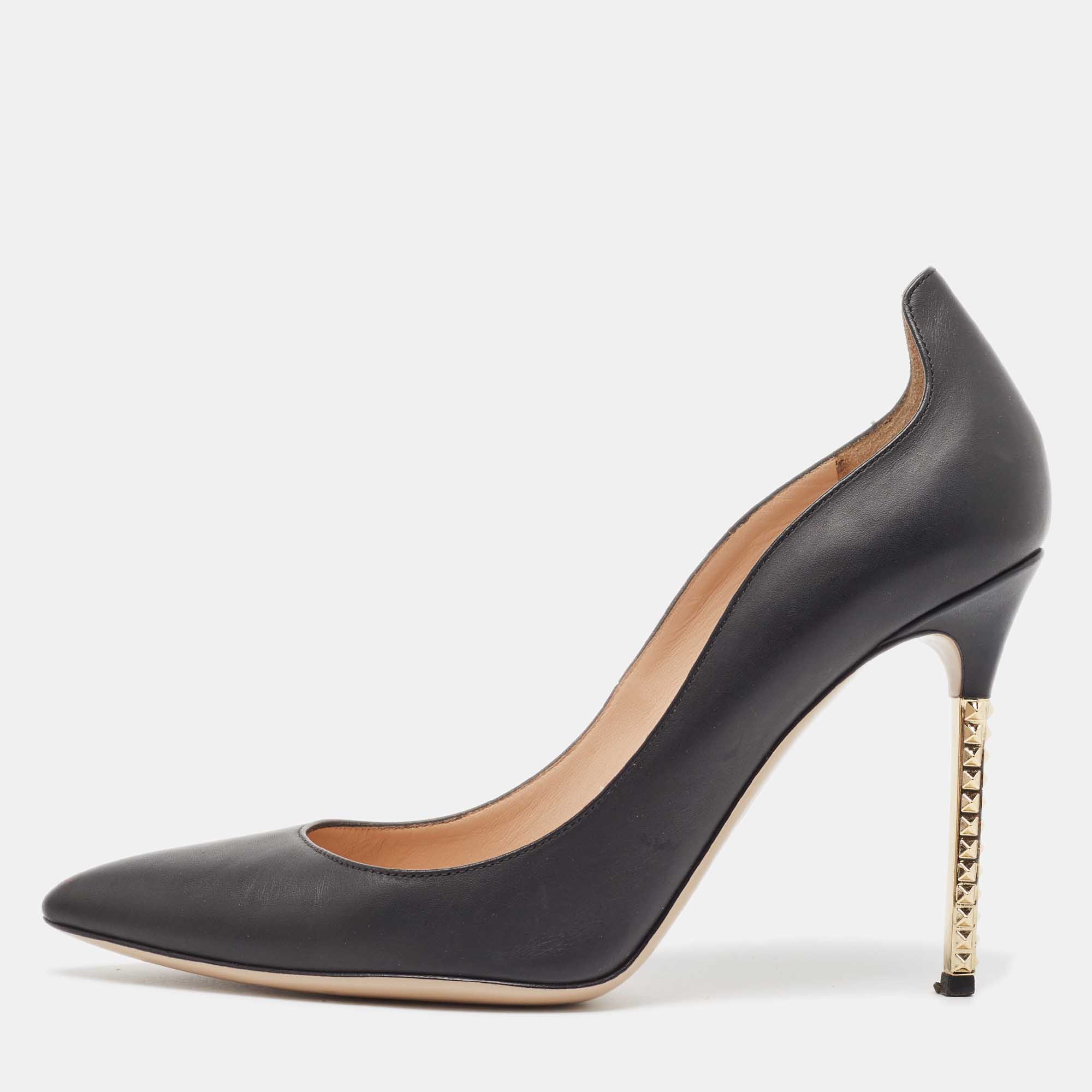 

Valentino Black Leather Pointed Toe Pumps Size