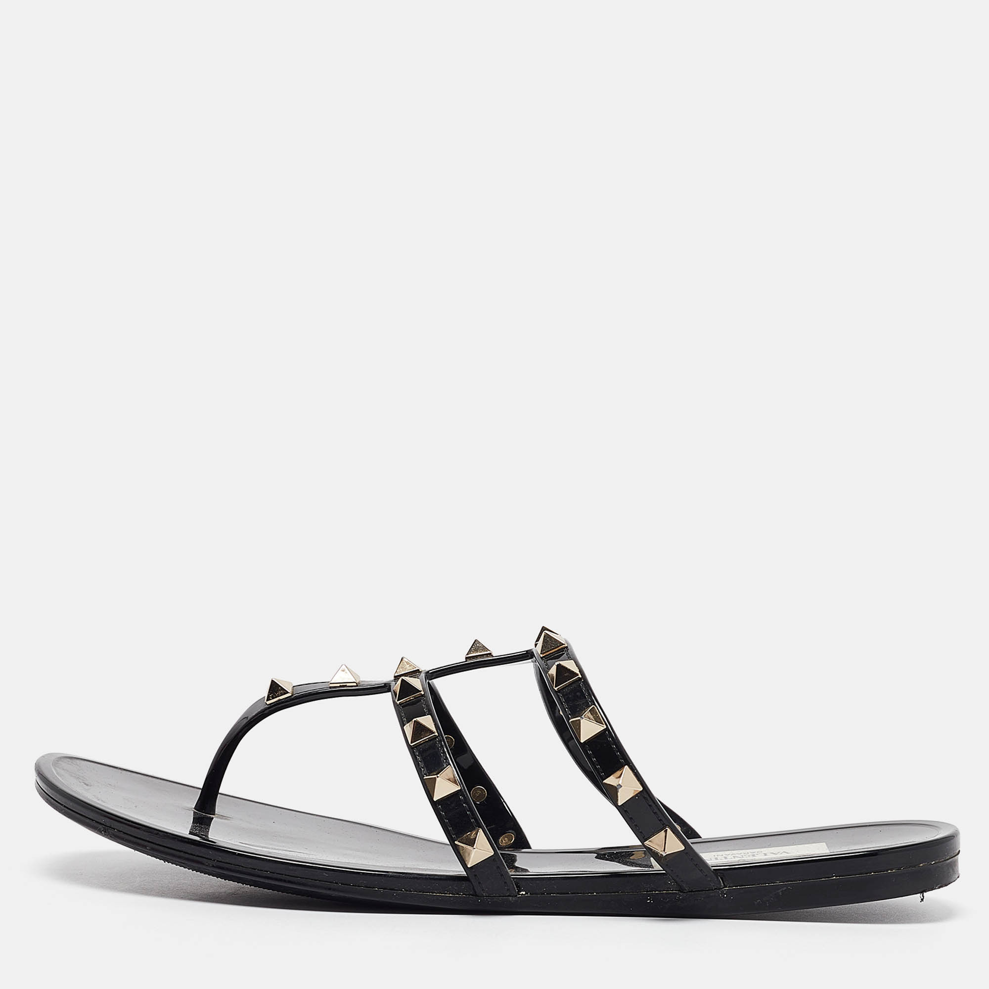 

Valentino Black Jelly Rockstud Flat Slides Size