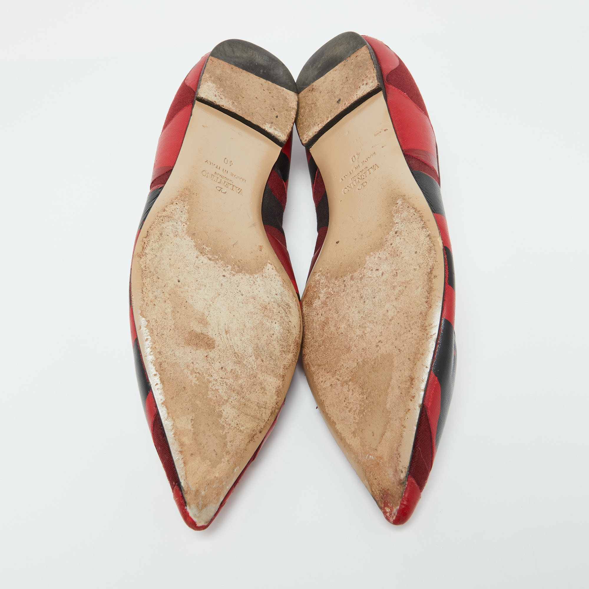Valentino Bicolor Camouflage Canvas and Leather Ballet Flats Size 40 