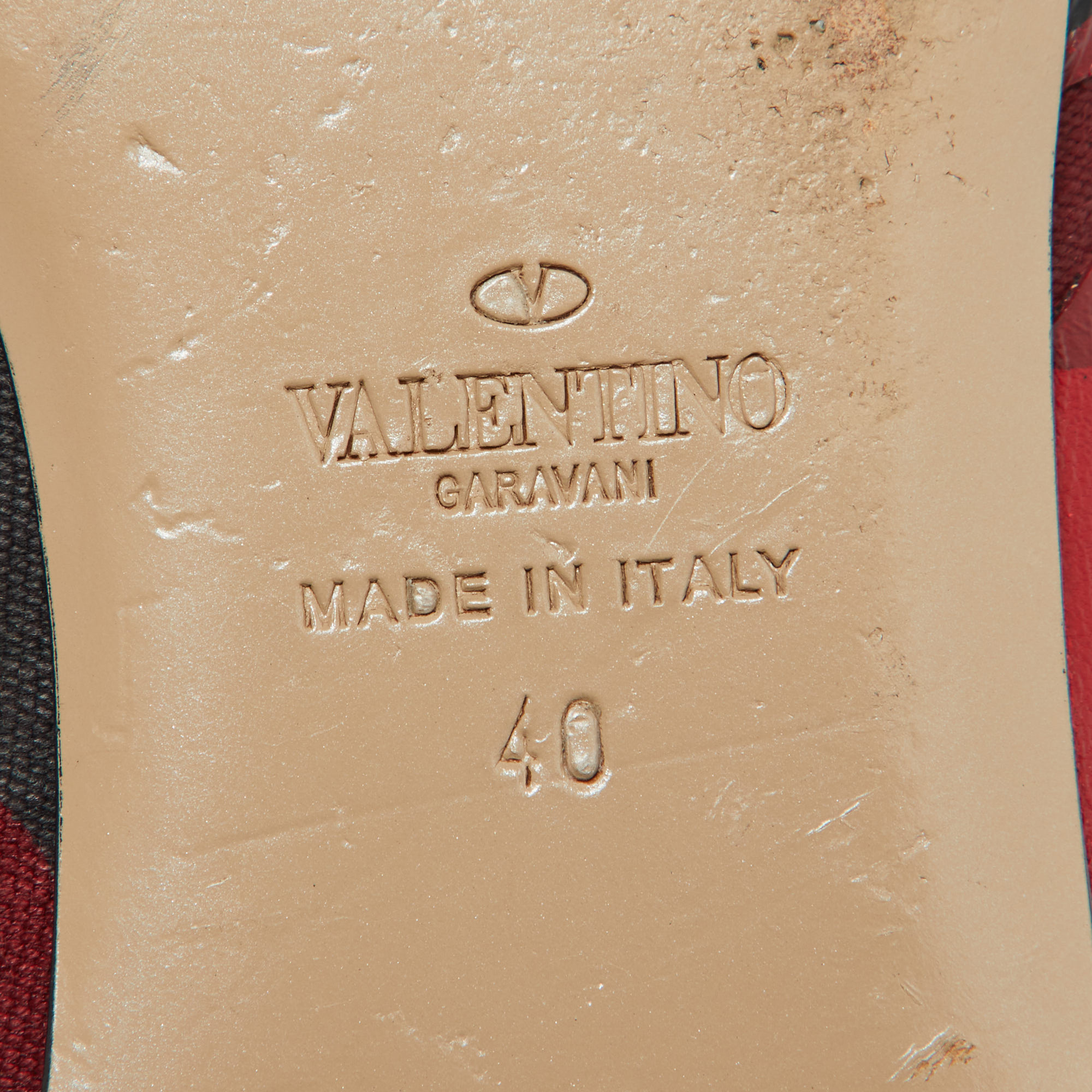 Valentino Bicolor Camouflage Canvas and Leather Ballet Flats Size 40 