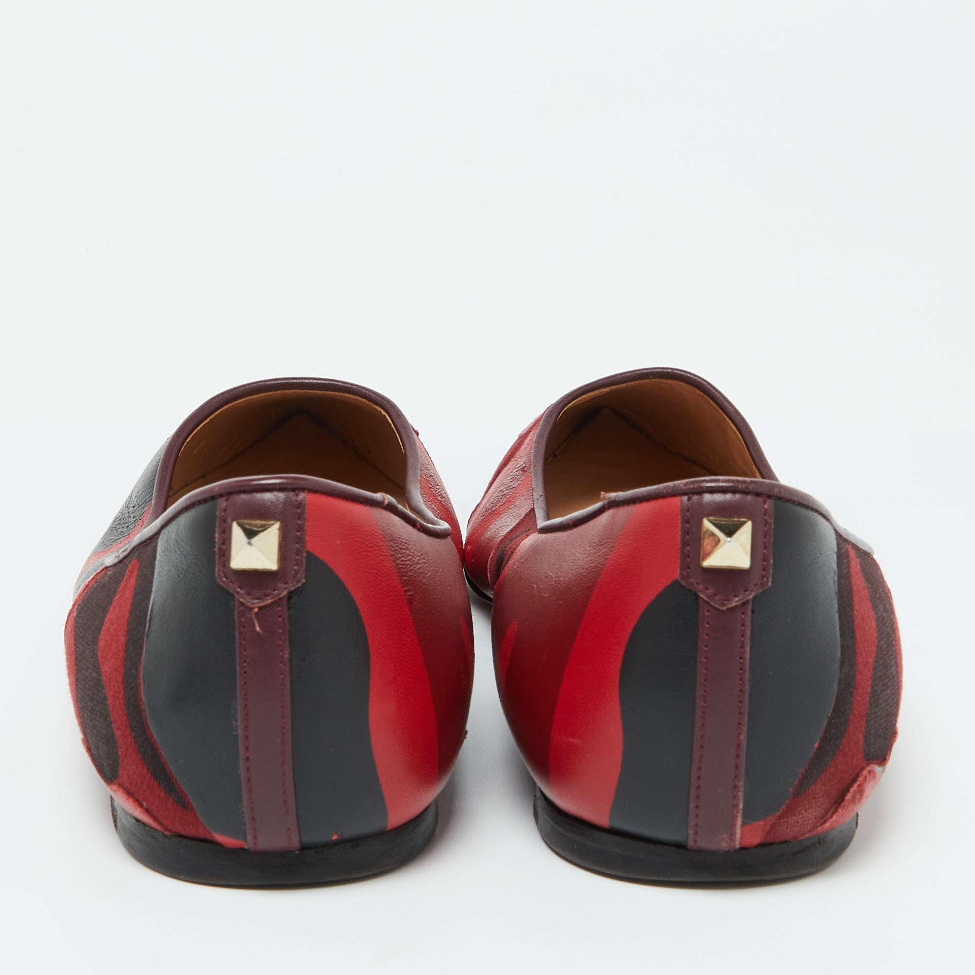 Valentino Bicolor Camouflage Canvas and Leather Ballet Flats Size 40 