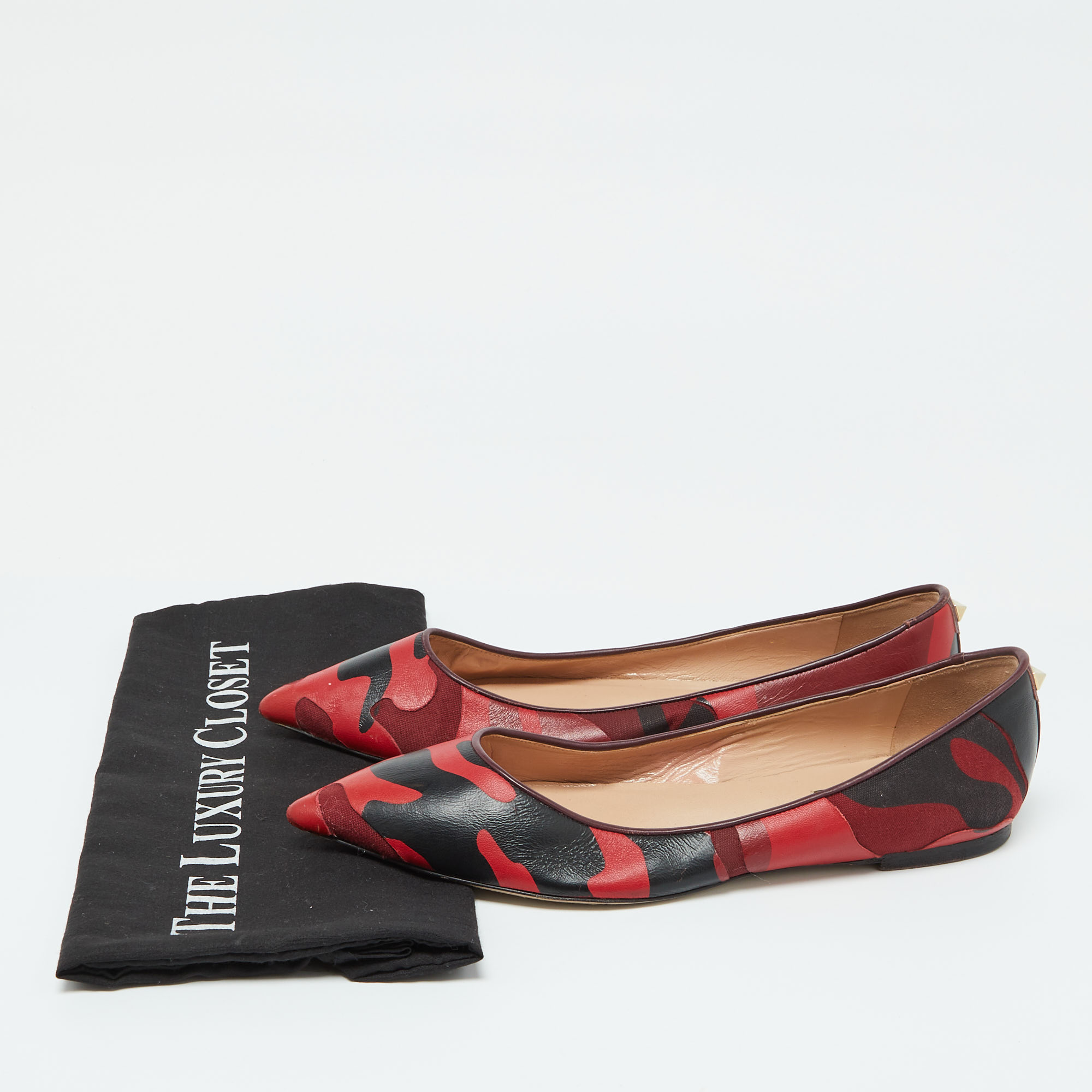 Valentino Bicolor Camouflage Canvas and Leather Ballet Flats Size 40 