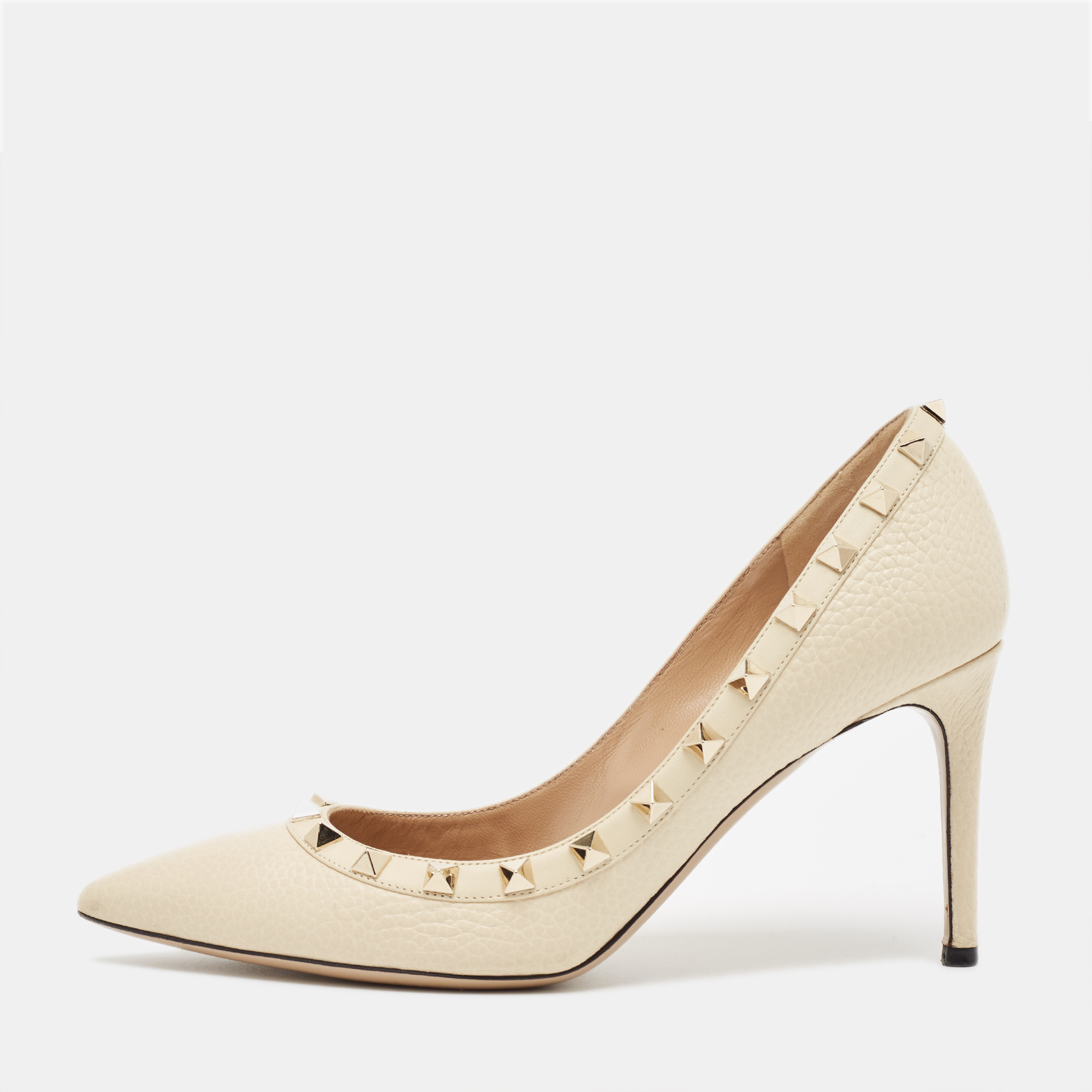 

Valentino Cream Leather Rockstud Pointed Toe Pumps Size