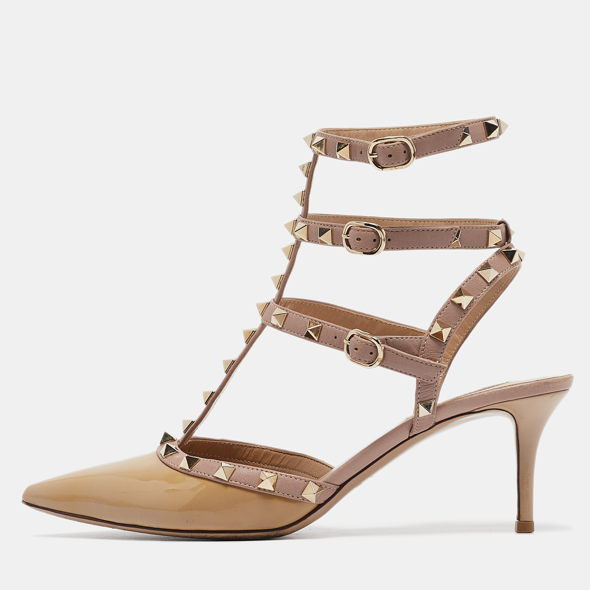 

Valentino Beige Patent and Leather Rockstud Pumps Size