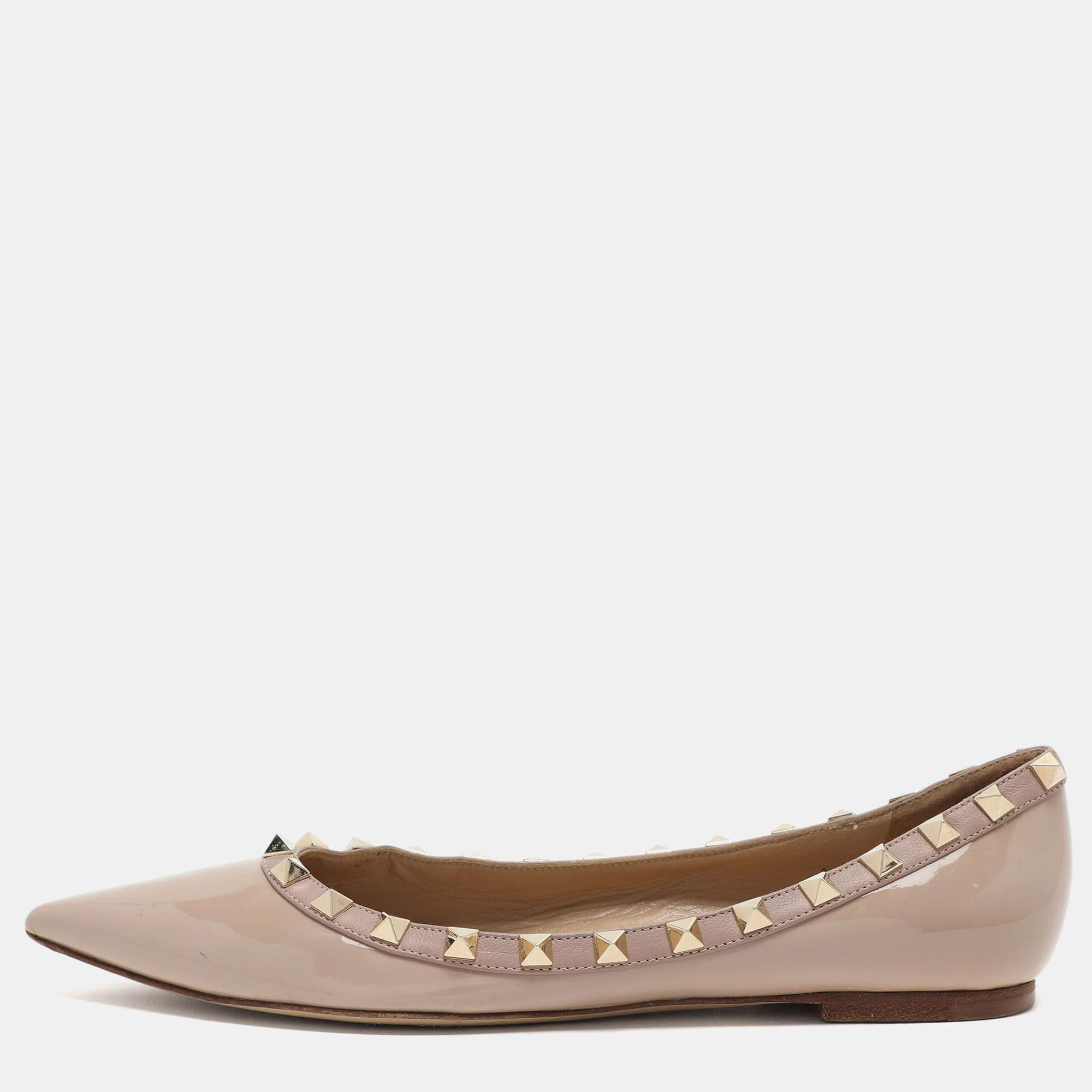 

Valentino Beige Patent Leather Rockstud Ballet Flats Size