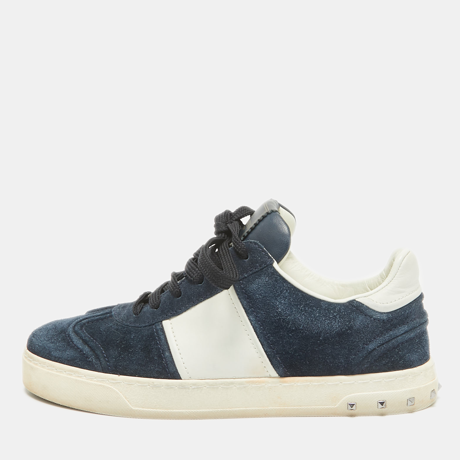 

Valentino Navy Blue/White Suede and Leather Flycrew Sneakers Size