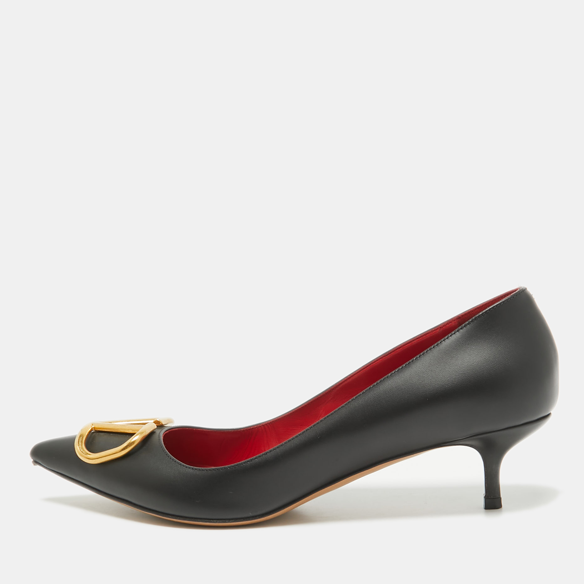 

Valentino Black Leather VLogo Pumps Size