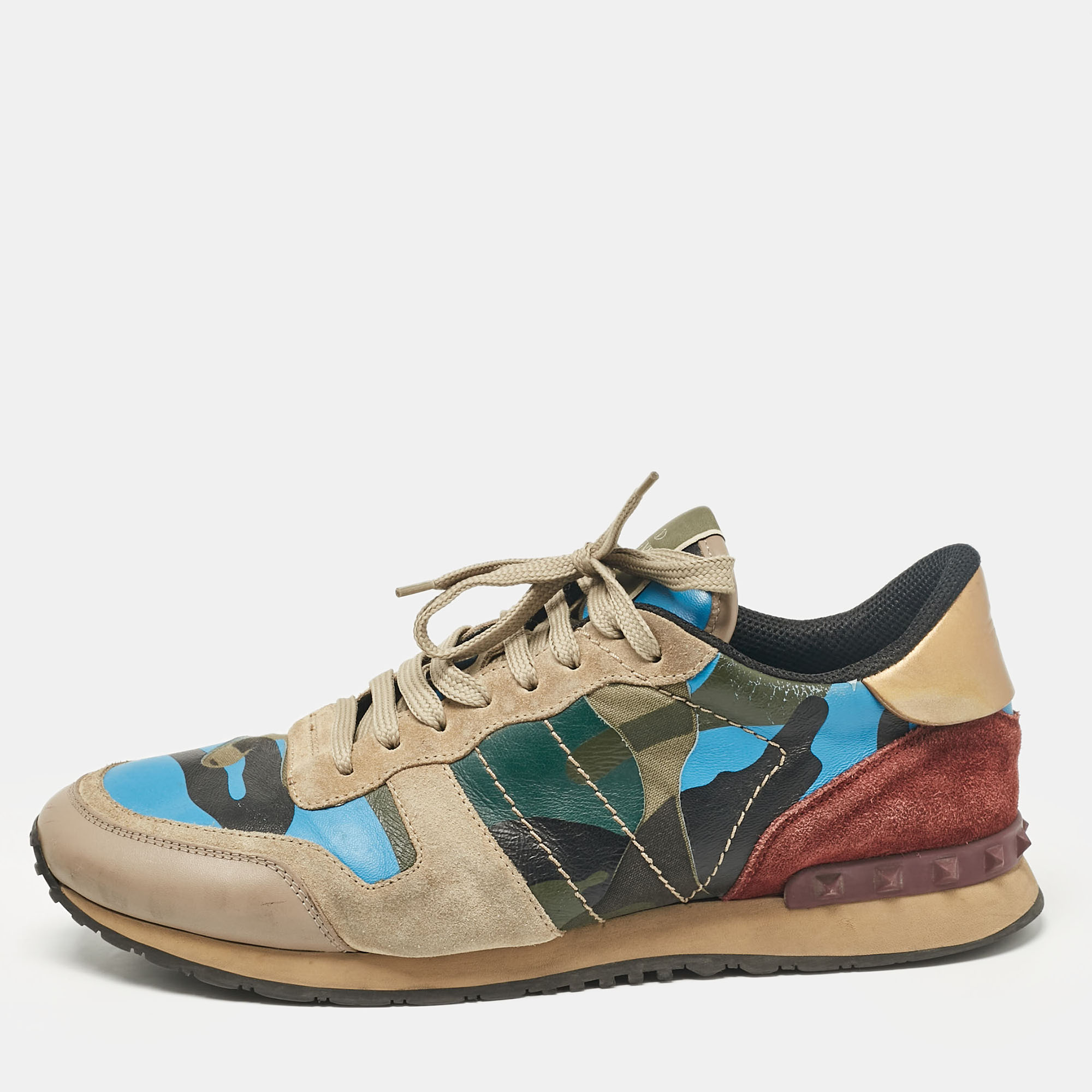 

Valentino Multicolor Leather and Suede Rockrunner Lace Up Sneakers Size