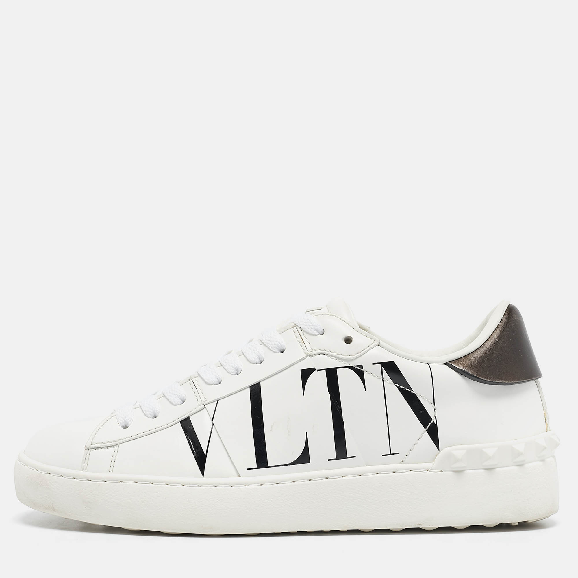 

Valentino White Leather VLTN Lace Up Sneakers Size