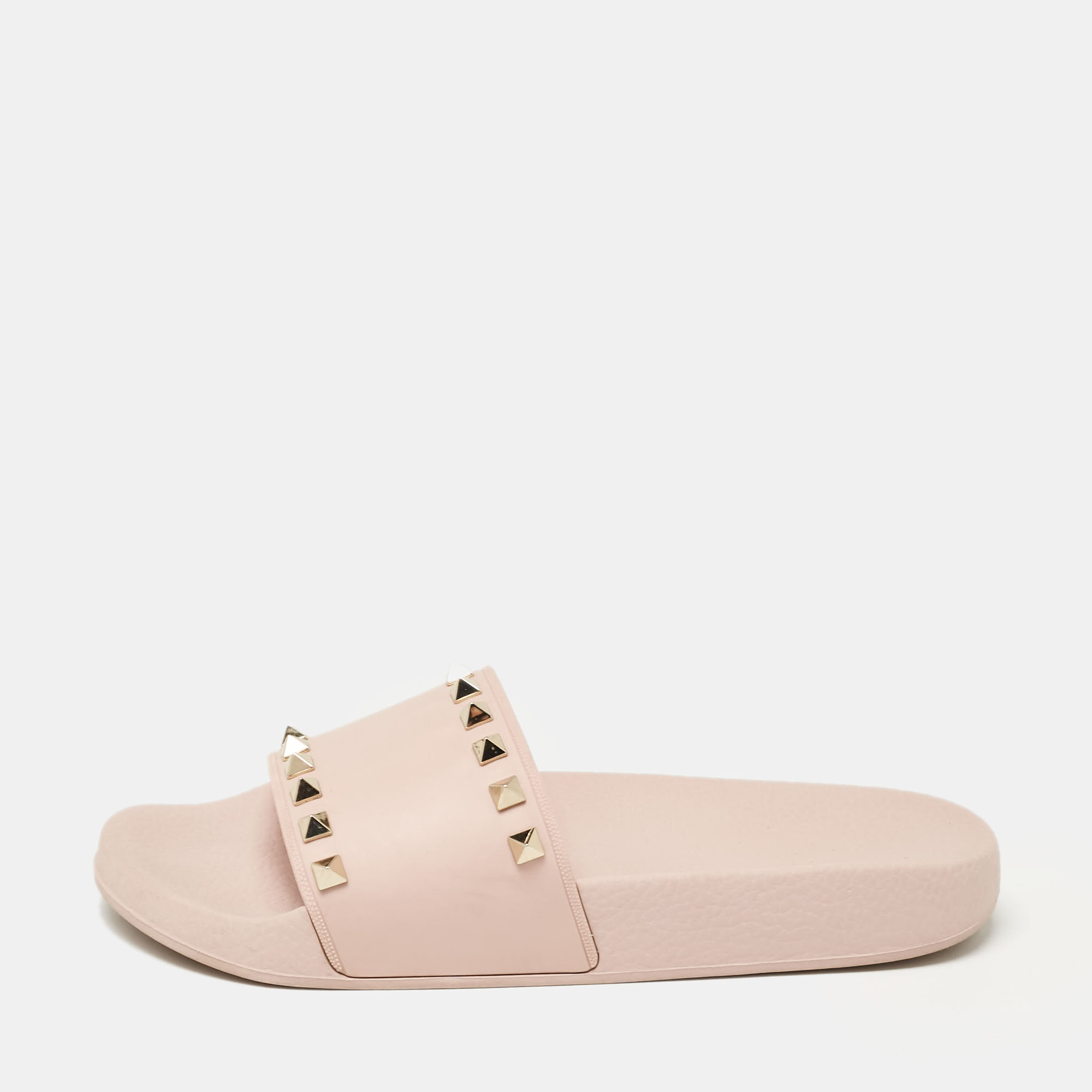 

Valentino Pink Rubber Rockstud Slides Size