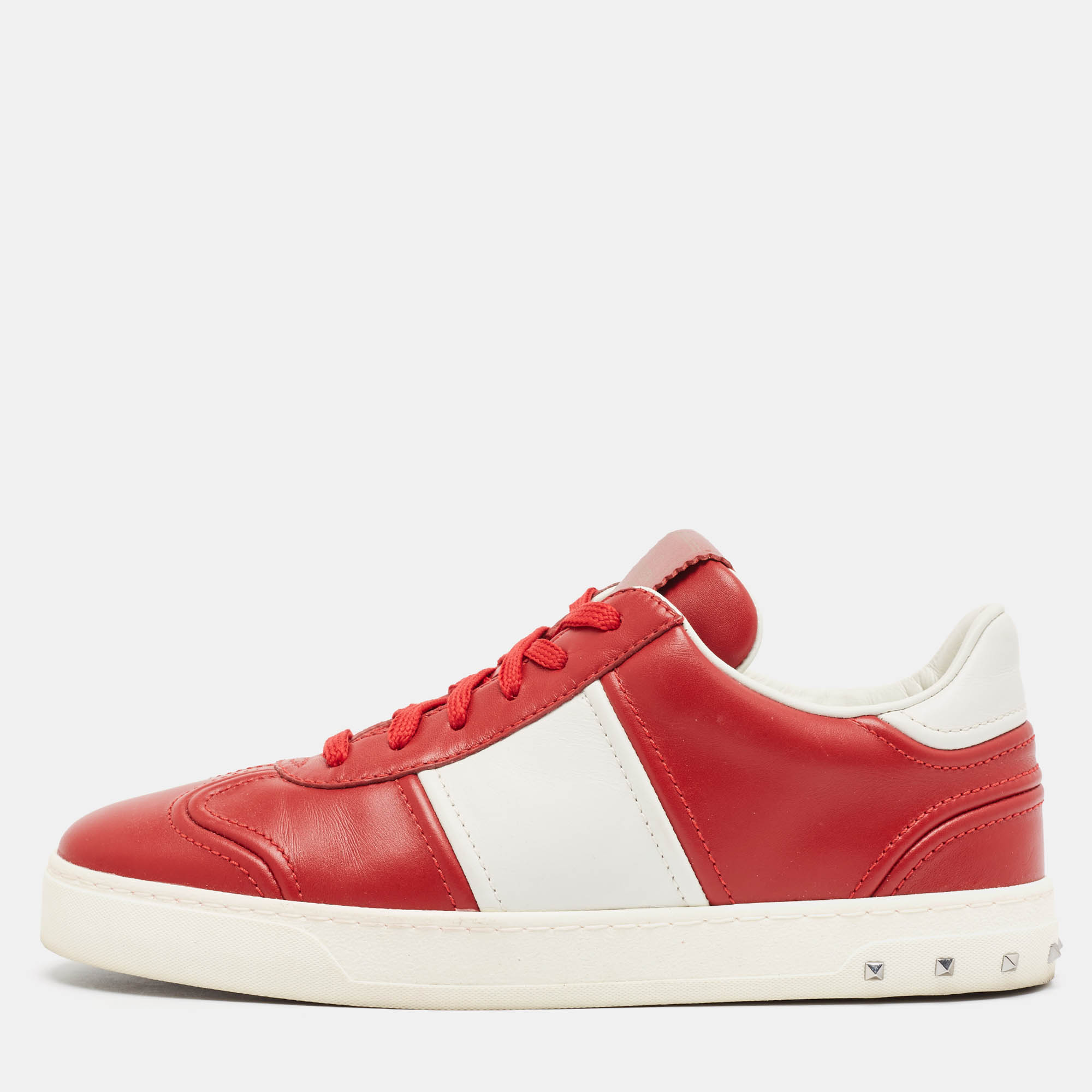 

Valentino Red/White Leather Fly Crew Low Top Sneakers Size