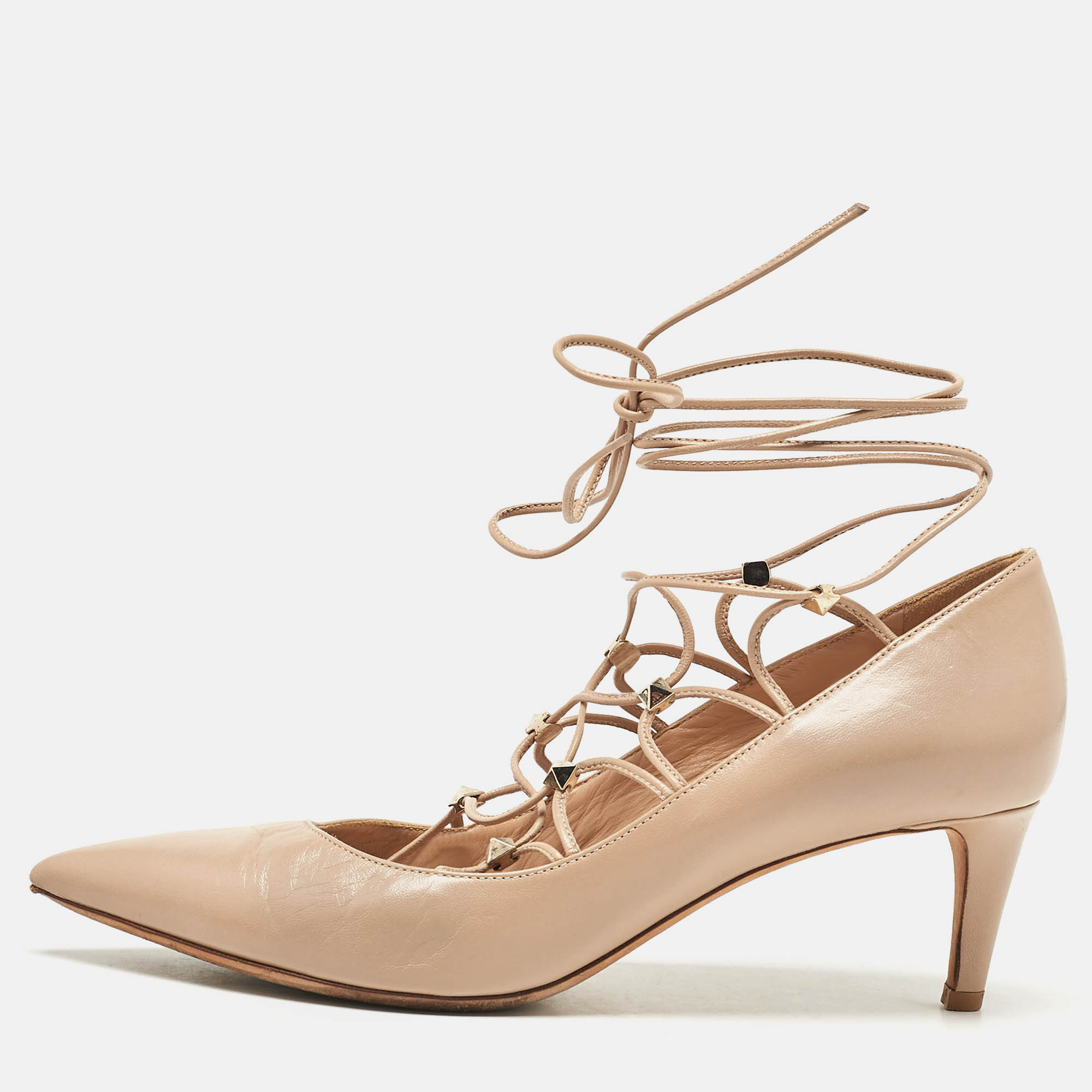 

Valentino Beige Leather Rockstud Pumps Size