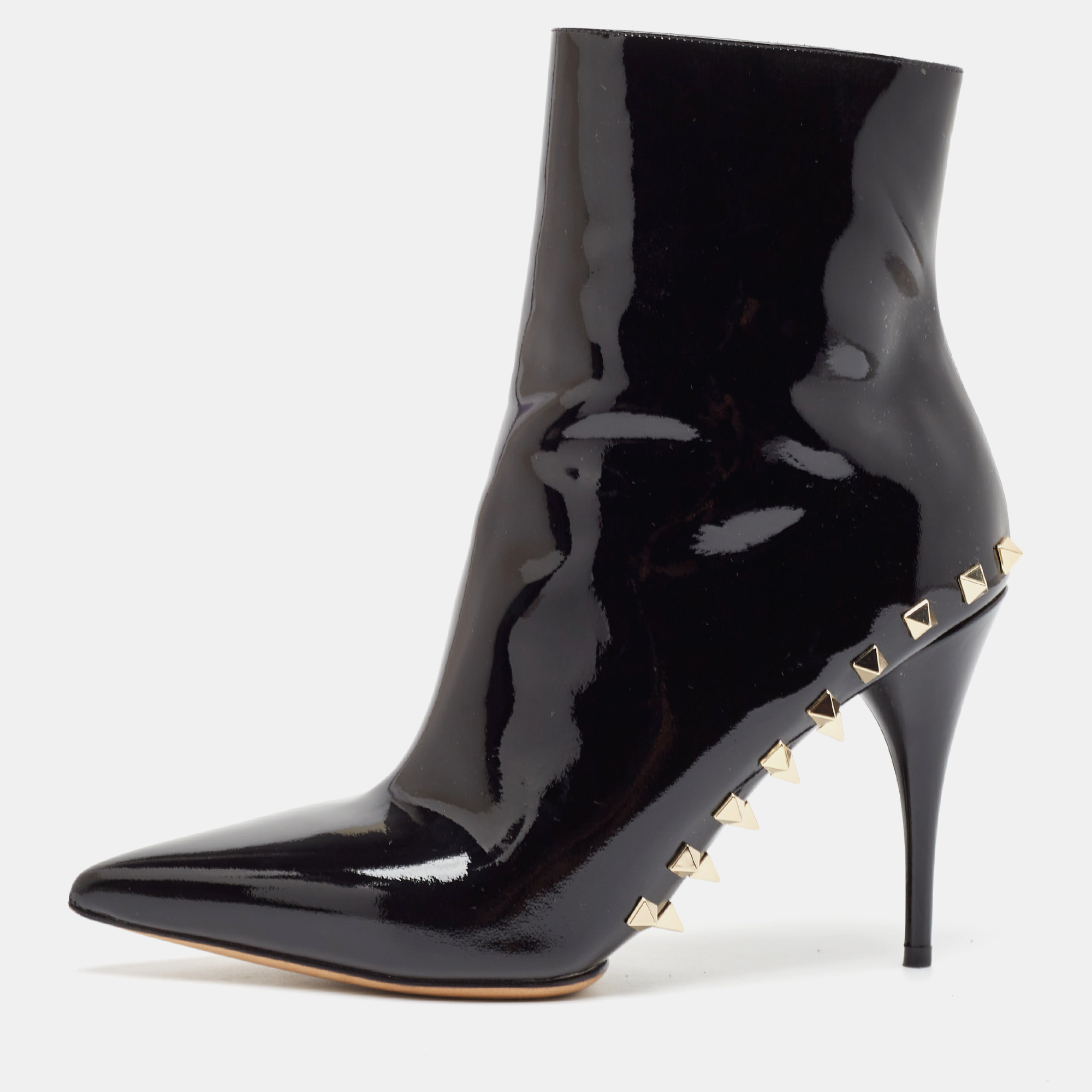 

Valentino Black Patent Leather Rockstud Ankle Length Boots Size