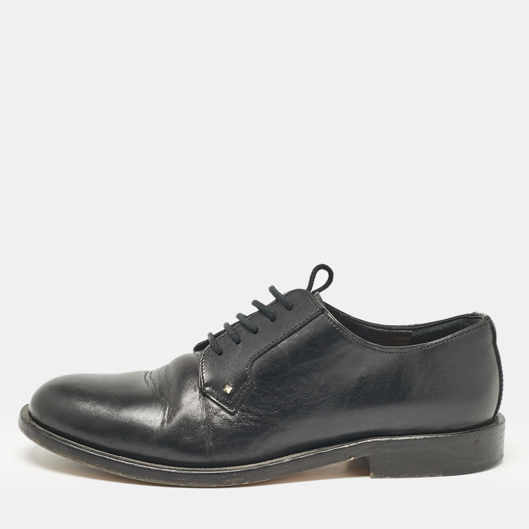 Pre-owned Valentino Garavani Black Leather Lace Up Oxfords Size 36