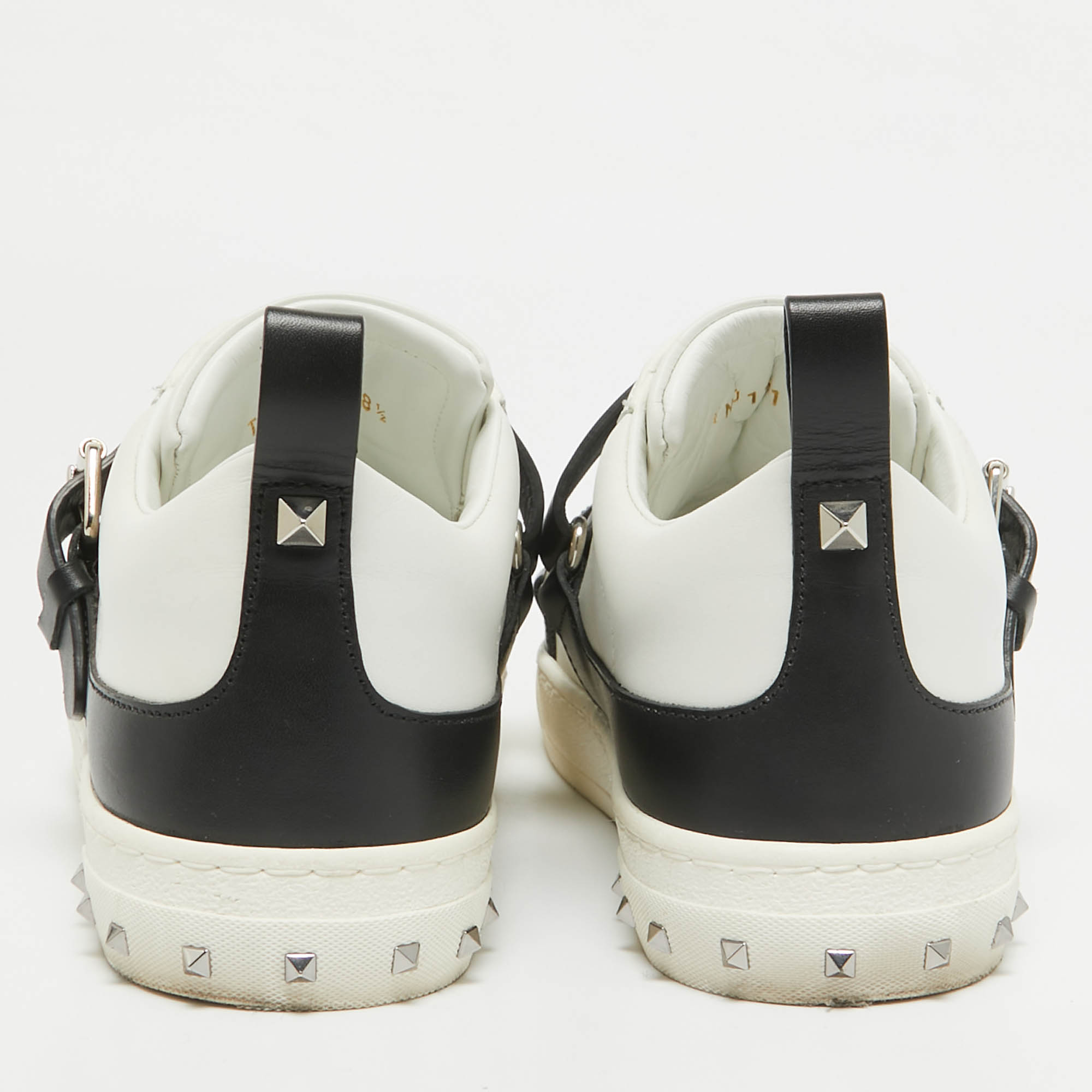 Valentino White Leather Rockstud Low Top Sneakers Size 38.5 