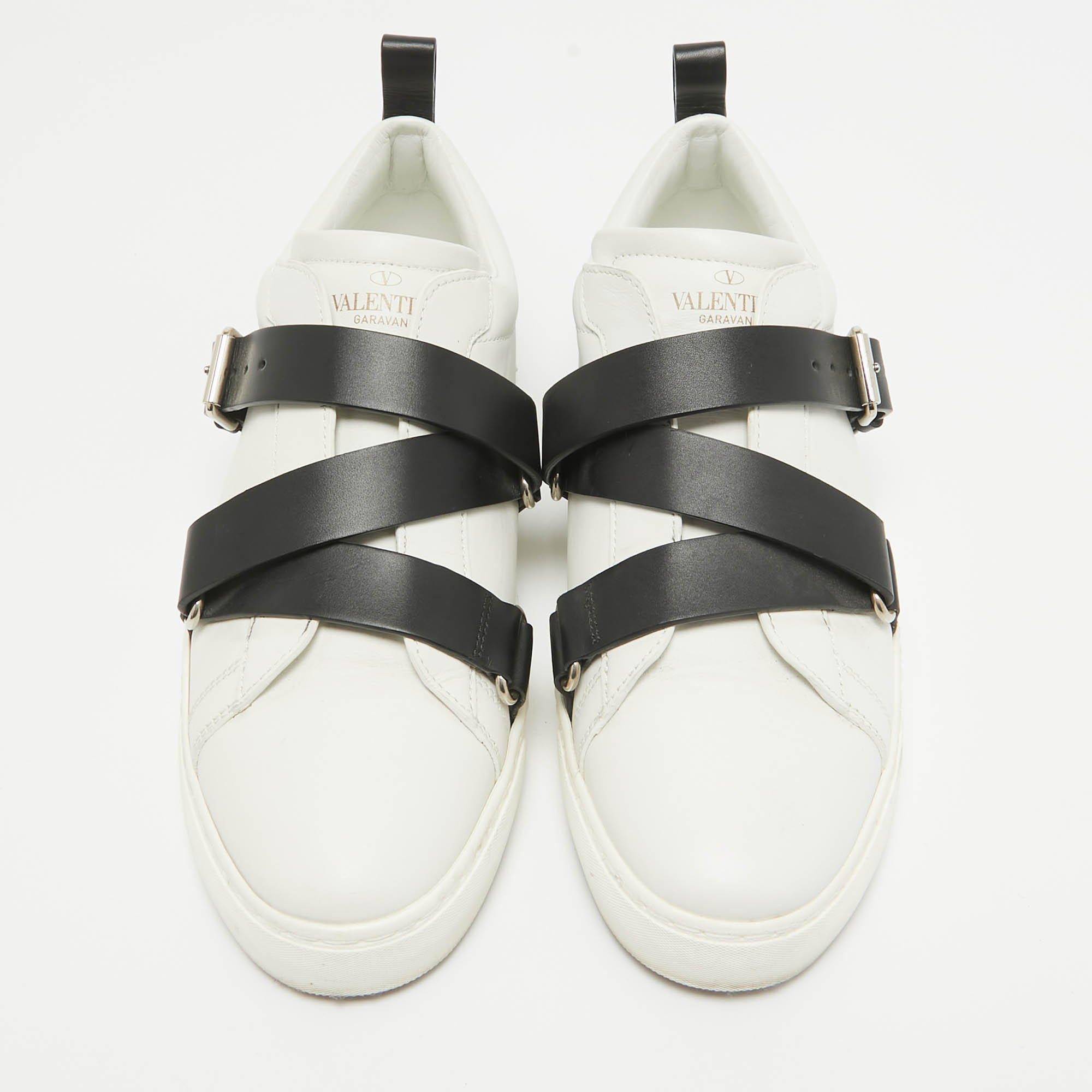 Valentino White Leather Rockstud Low Top Sneakers Size 38.5 