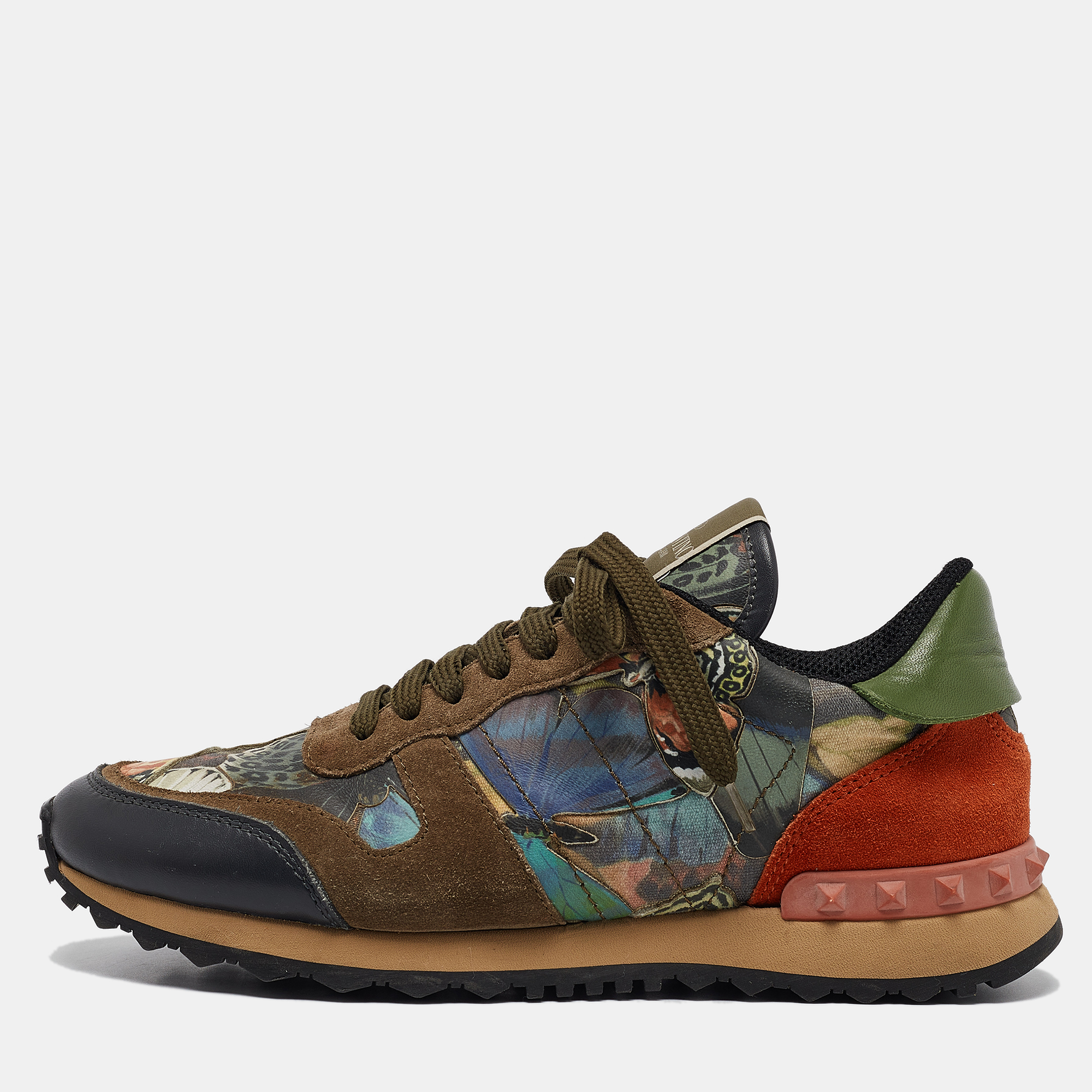 

Valentino Multicolor Leather and Suede Rockrunner Low Top Sneakers Size