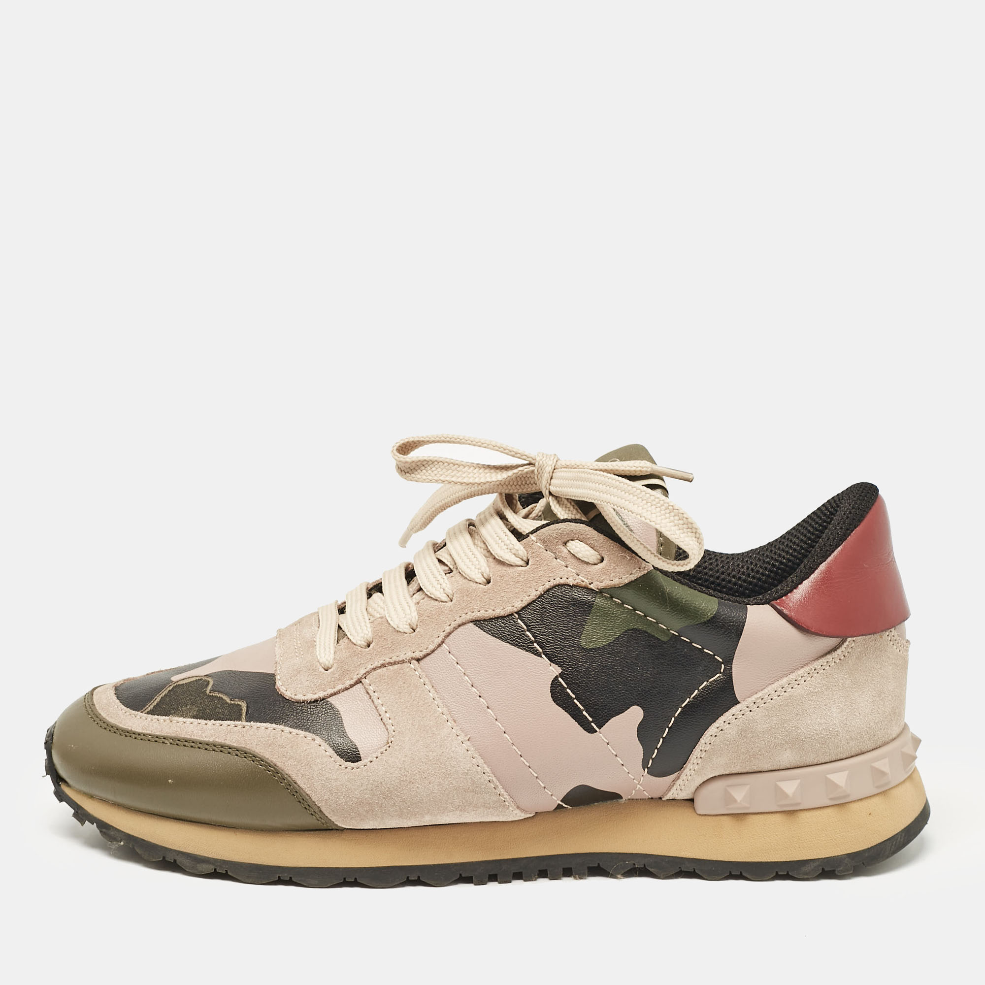 

Valentino Multicolor Leather and Suede Rockrunner Low Top Sneakers Size