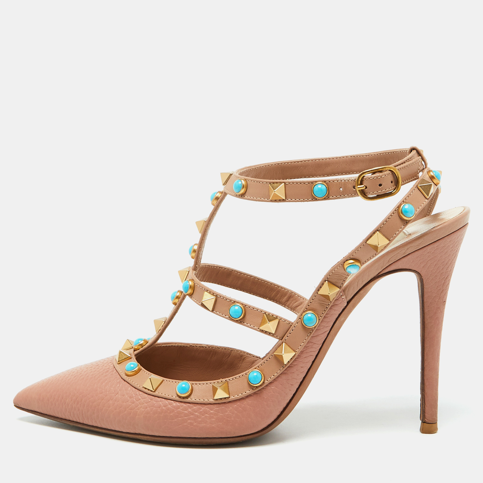 

Valentino Beige Leather Rockstud Pointed Toe Pumps Size