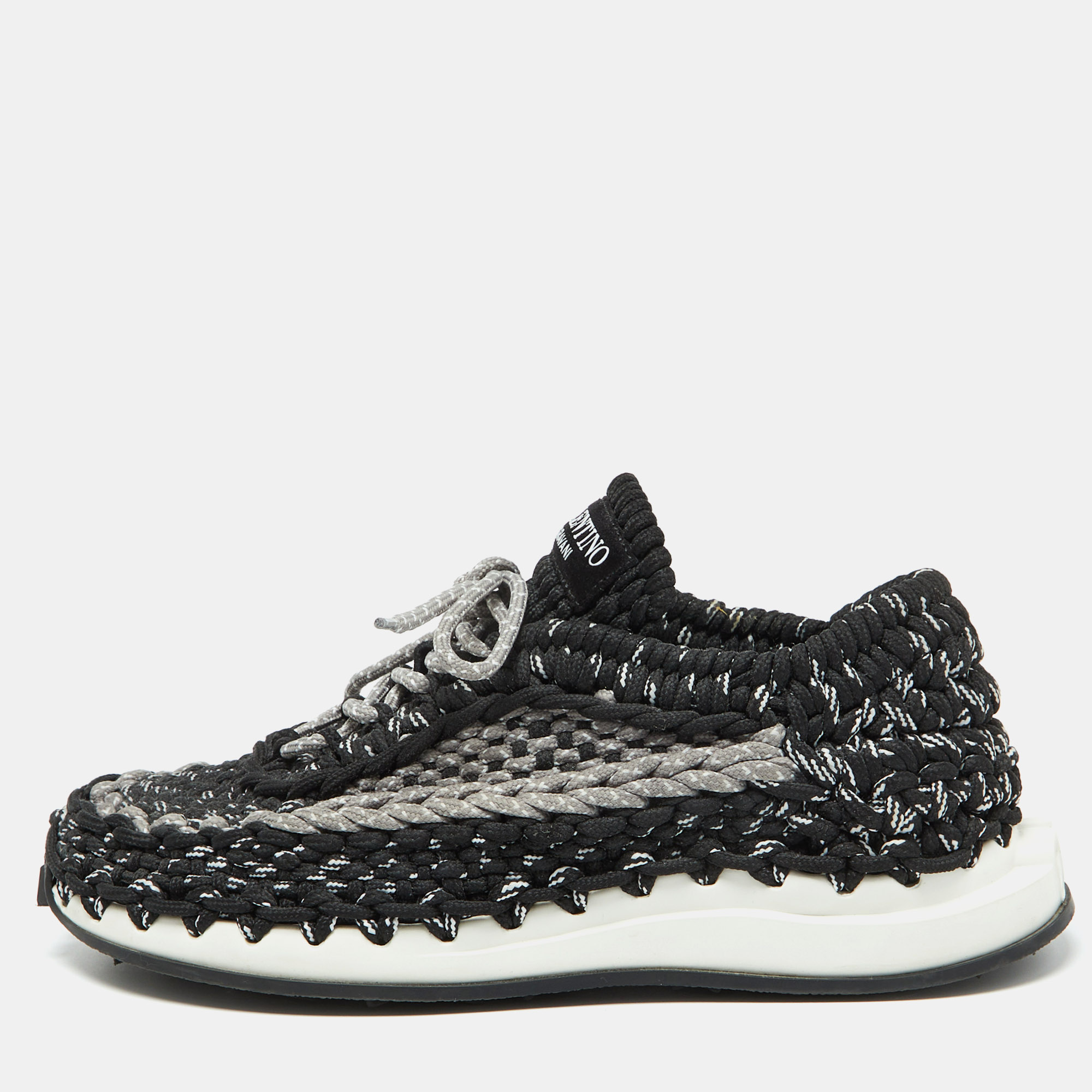 

Valentino Black/Grey Crochet Low Top Sneakers Size