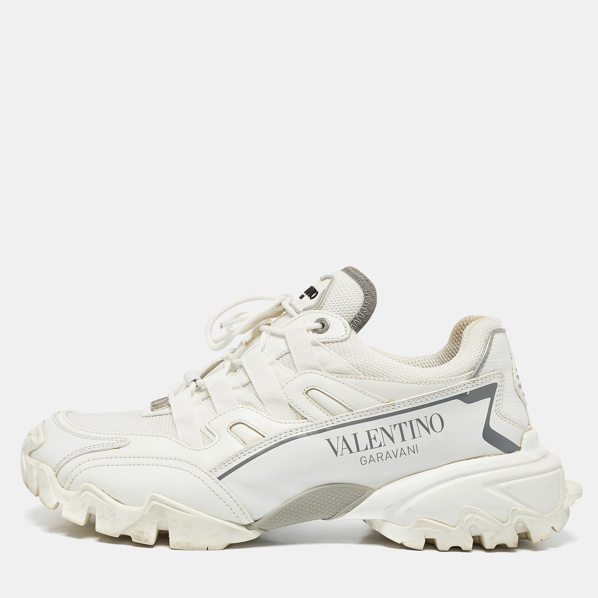 

Valentino White Leather and Mesh Climbers Lace Up Sneakers Size