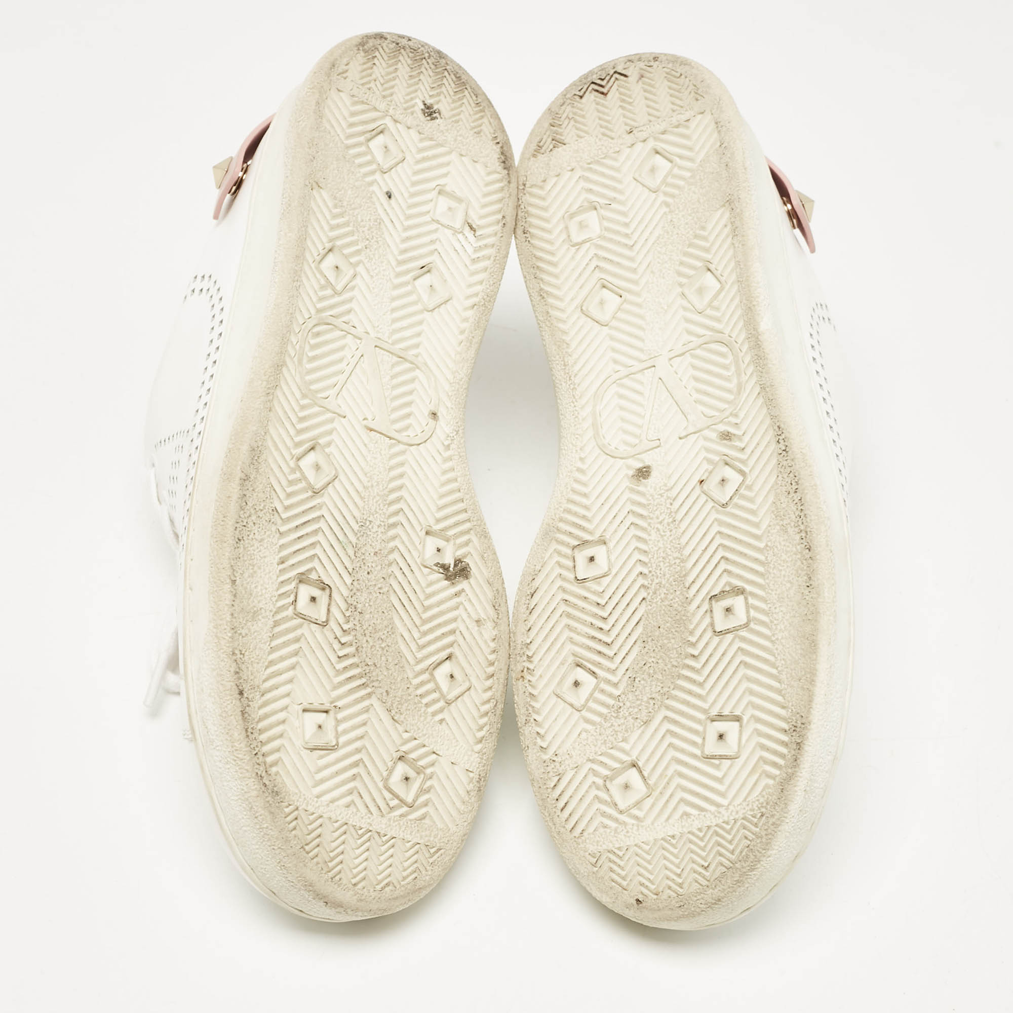 Valentino White/Pink Leather Backnet Sneakers Size 36 