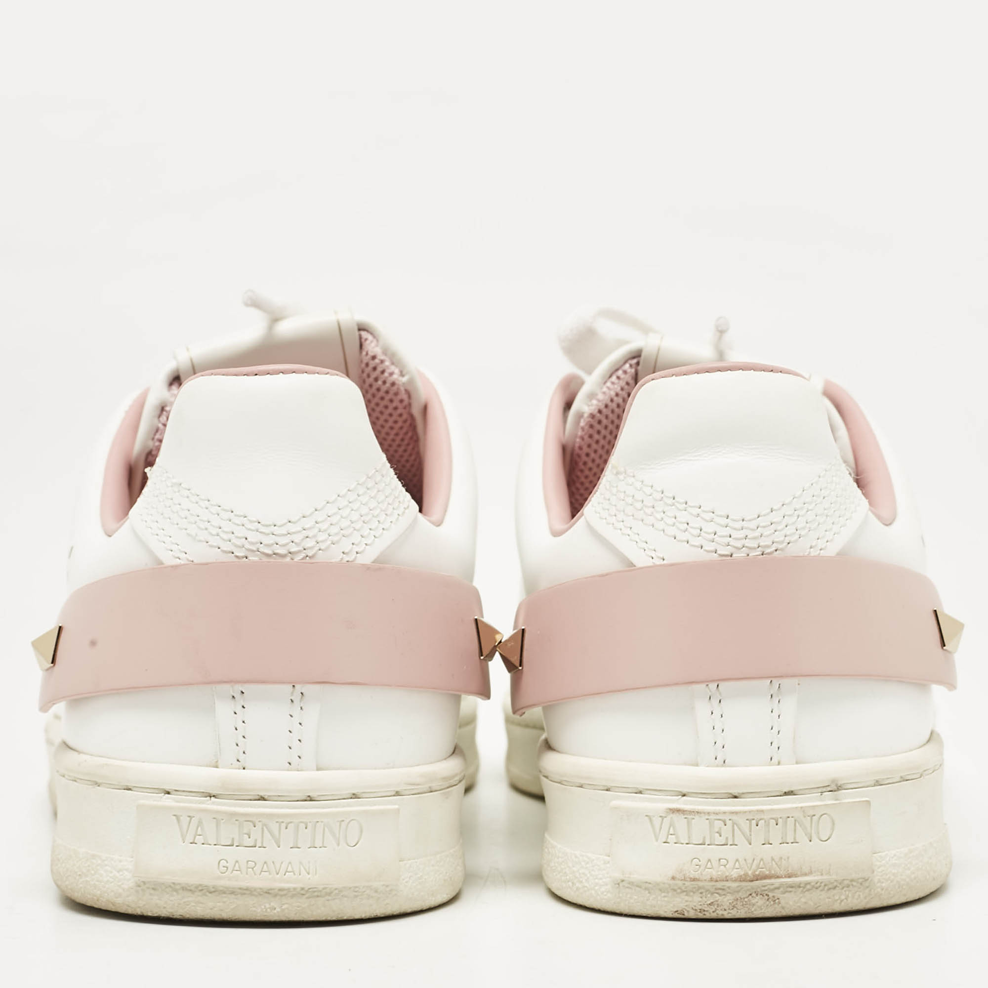 Valentino White/Pink Leather Backnet Sneakers Size 36 