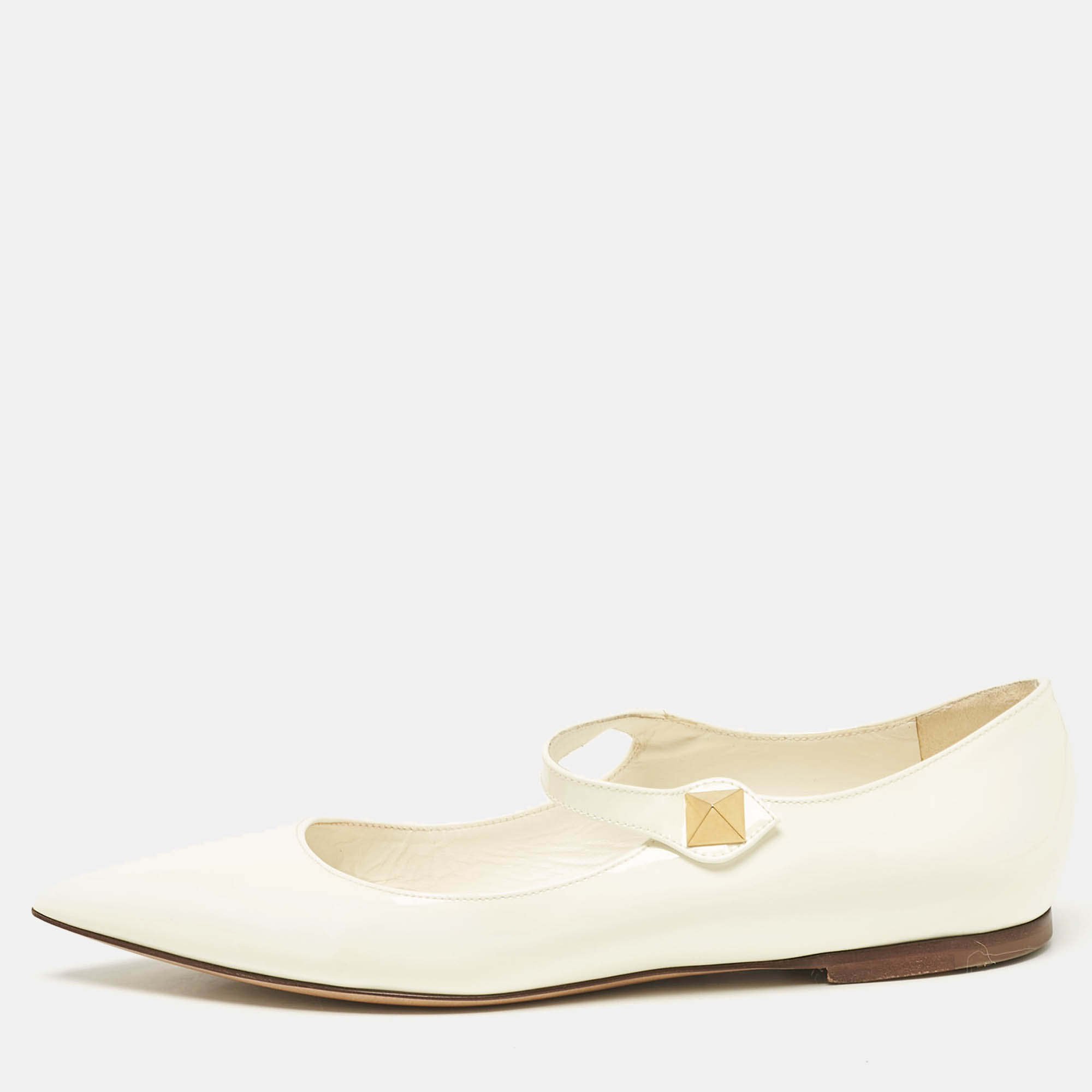 

Valentino Off White Patent Leather Tiptoe Ballet Flats Size