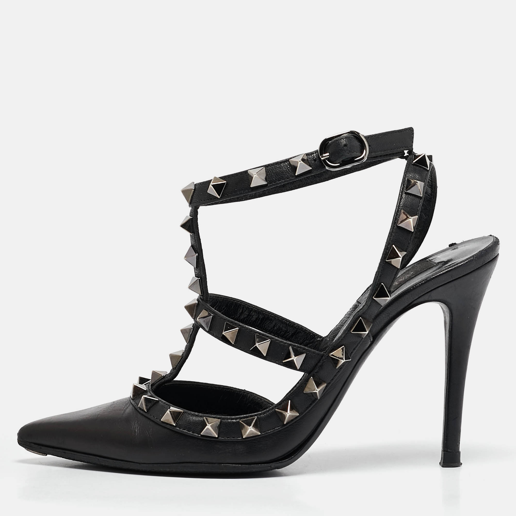 

Valentino Black Leather Rockstud Caged Pumps Size