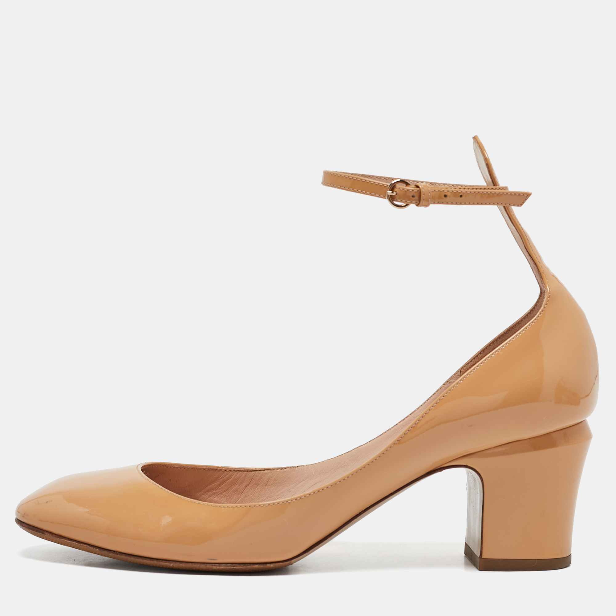 

Valentino Beige Patent Leather Tango Ankle Strap Pumps Size