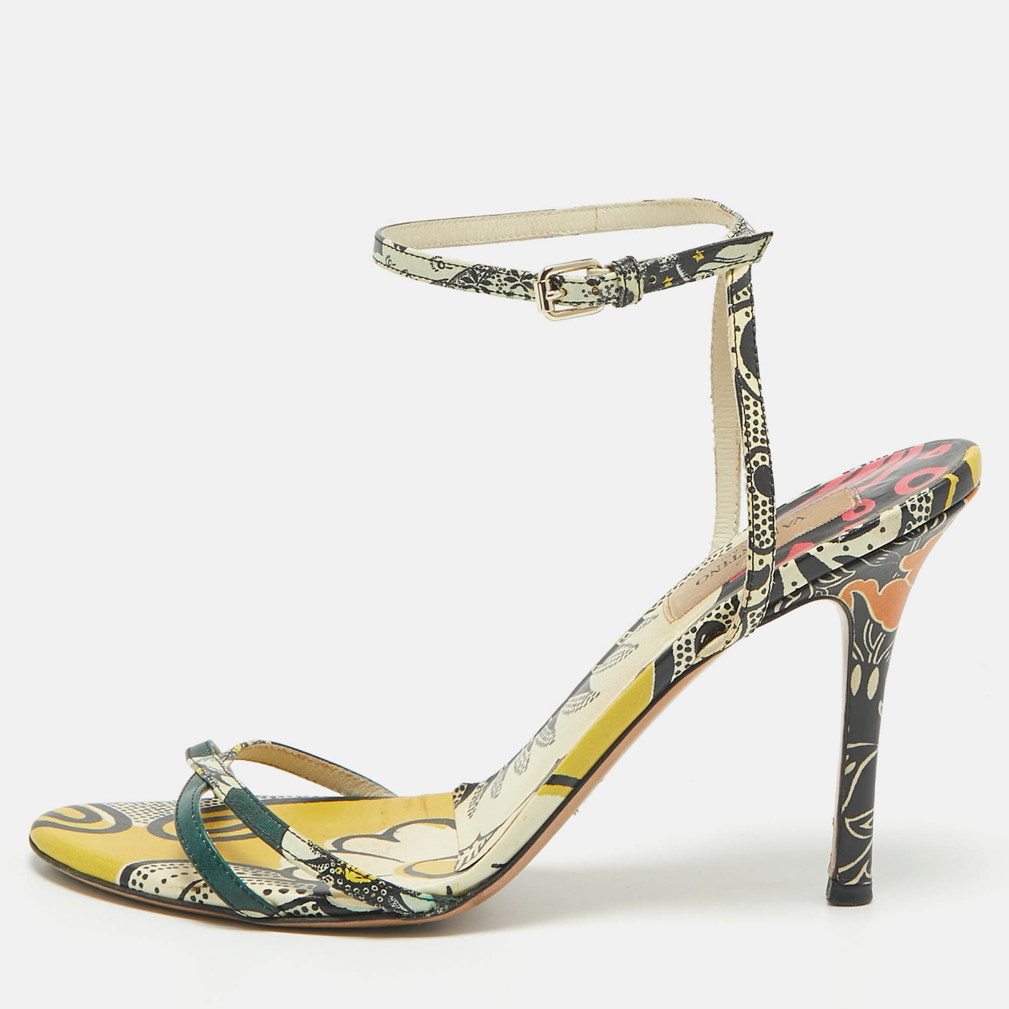 

Valentino Multicolor Leather Ankle Strap Sandals Size