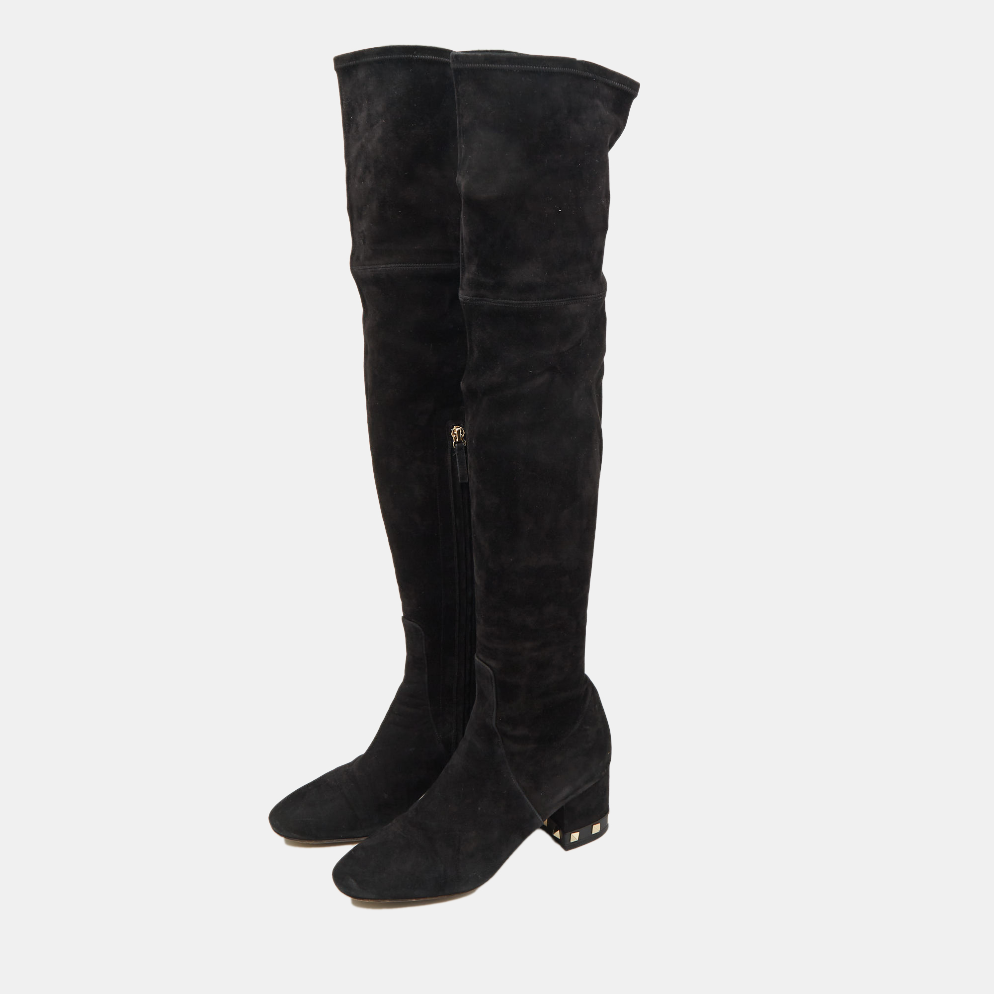 Valentino Black Suede Knee Length Boots Size 38 