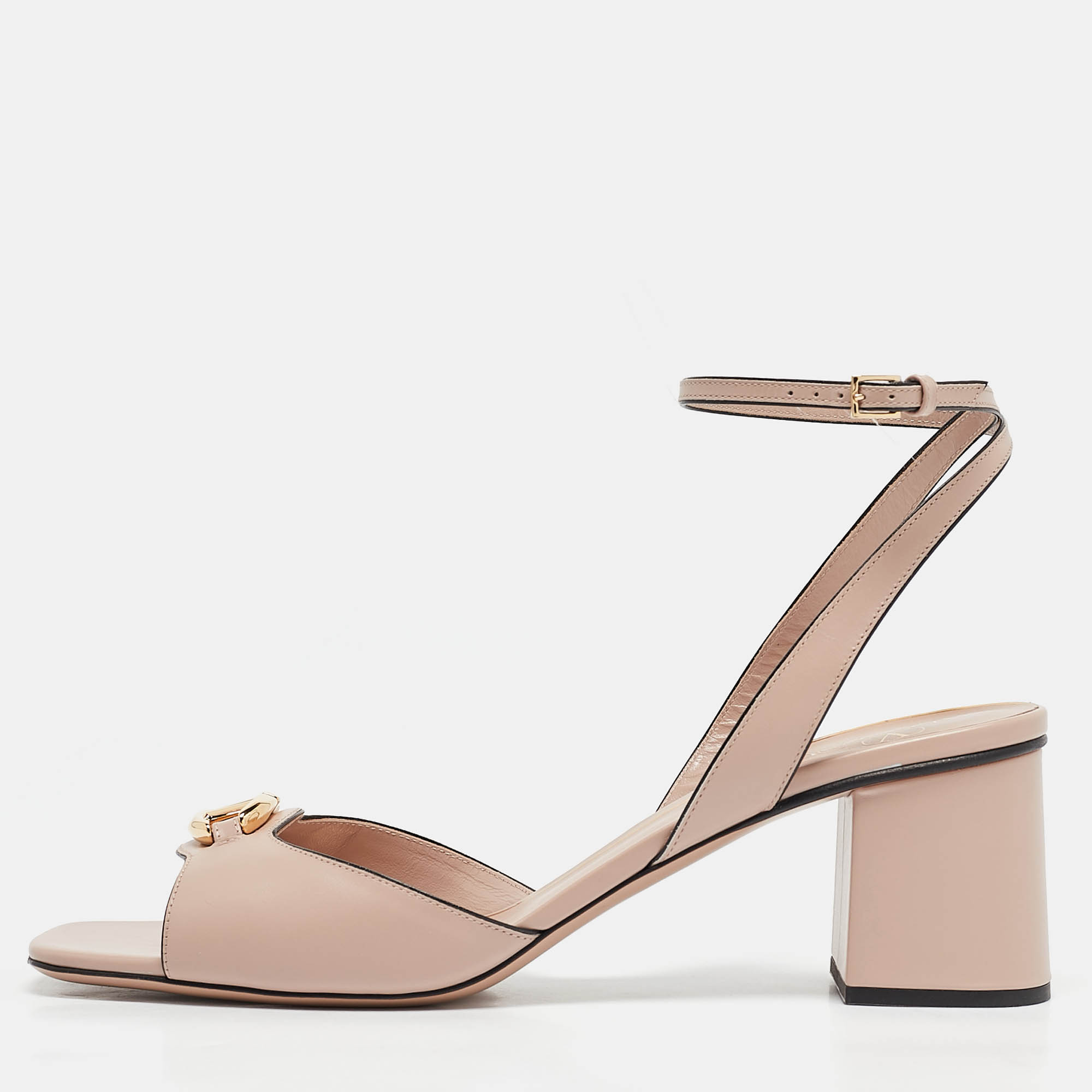 

Valentino Dusty Pink Leather VLogo Ankle Strap Sandals Size