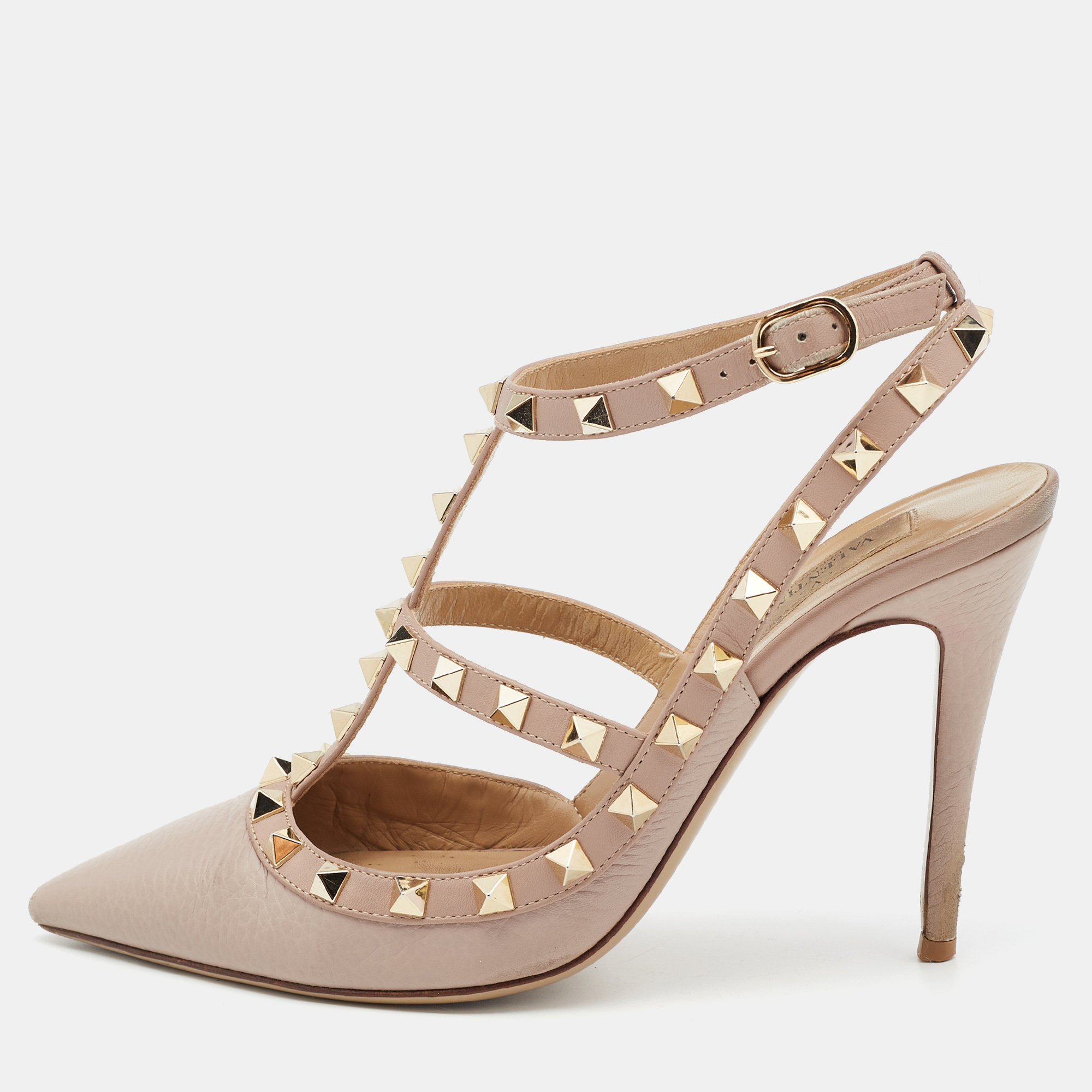 

Valentino Dusty Pink Leather Rockstud Caged Pumps Size