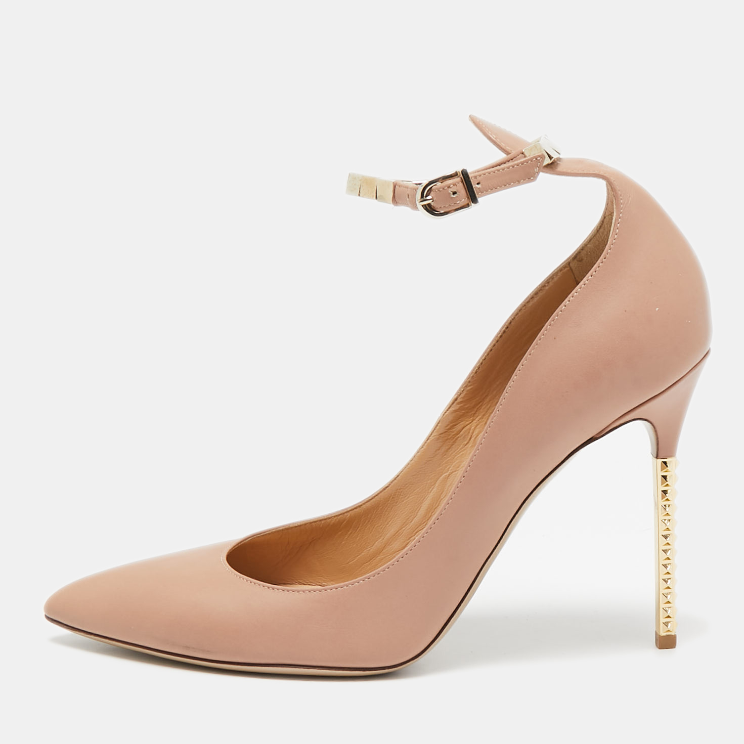 

Valentino Beige Leather Ankle Strap Pointed Toe Pumps Size