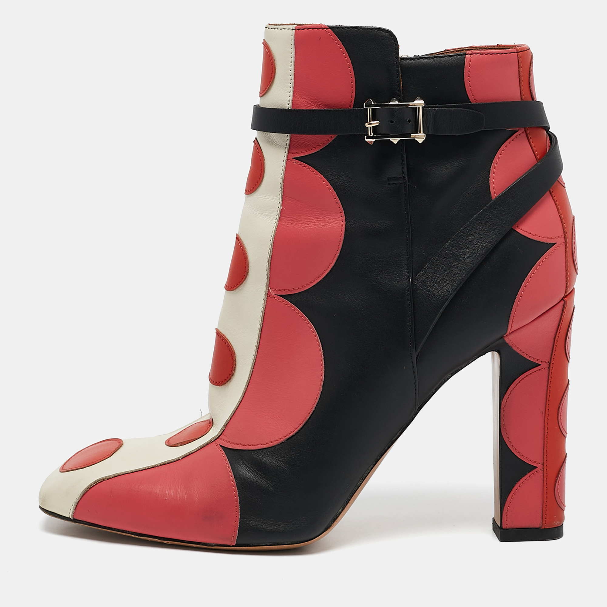 

Valentino Multicolor Leather Polka Dot Ankle Boots Size