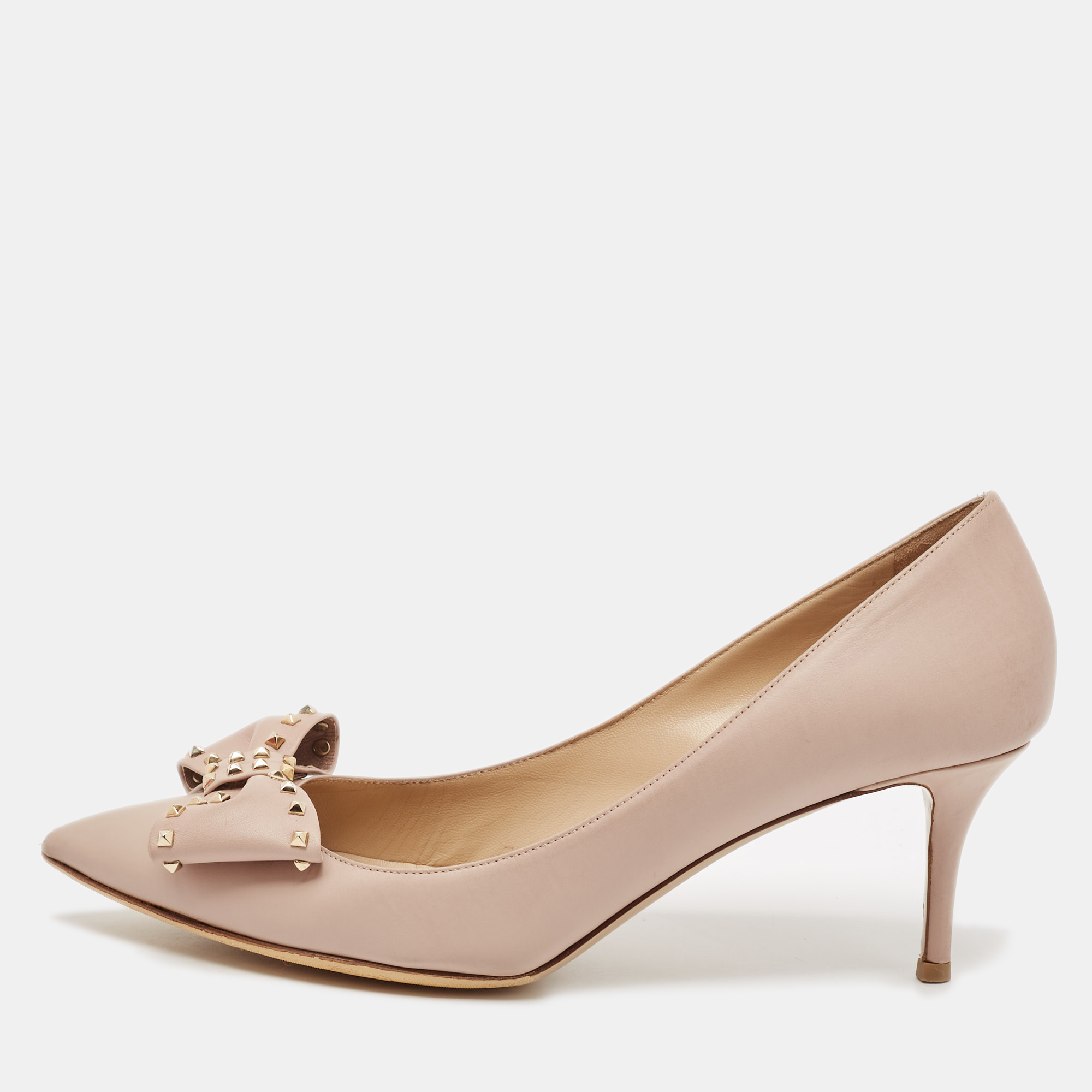 

Valentino Beige Leather Rockstud Bow Pumps Size