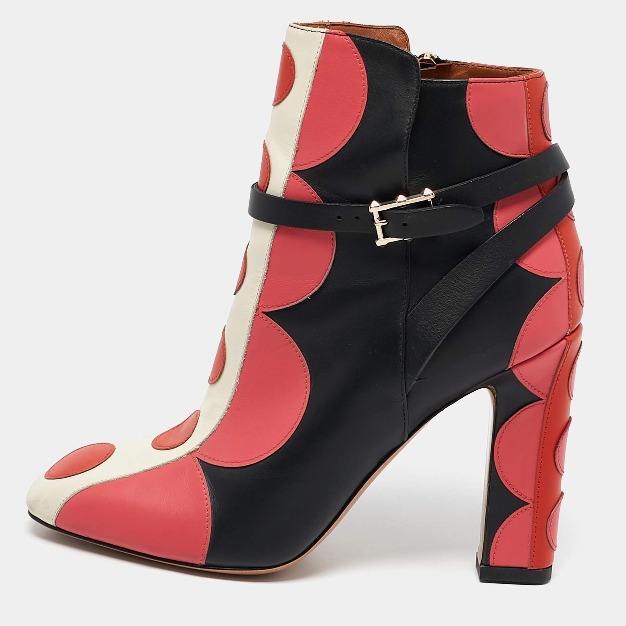 

Valentino Multicolor Leather Polka Dot Ankle Boots Size