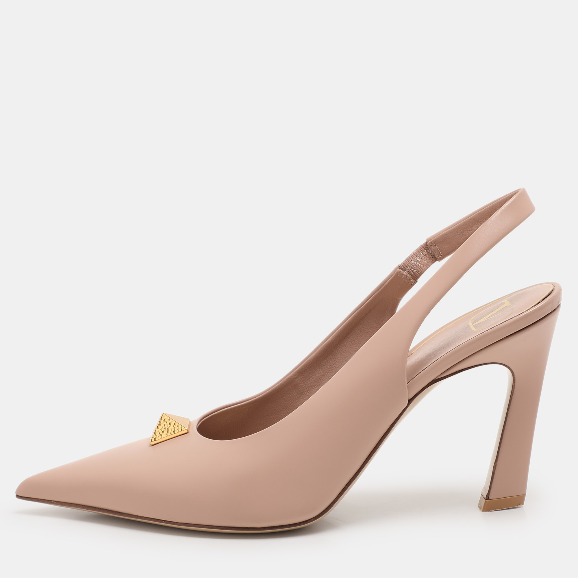 

Valentino Nude Pink Leather One Stud Slingback Pumps Size 37