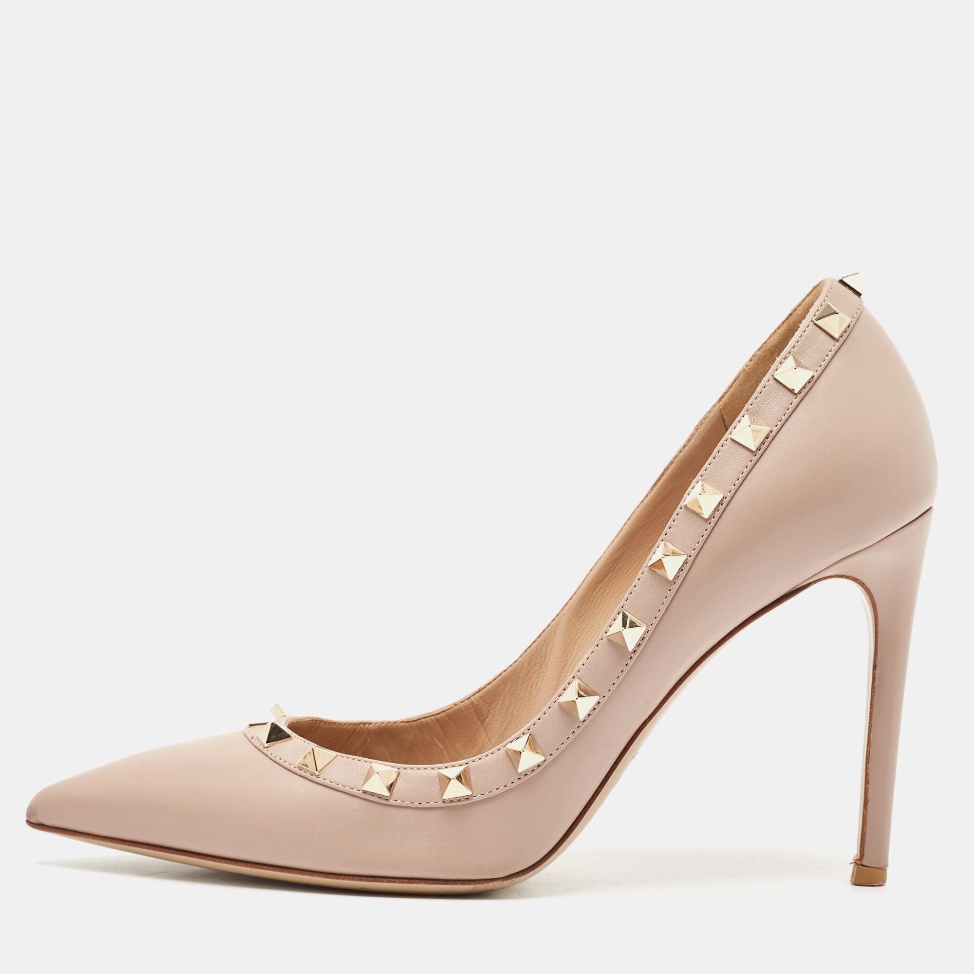 

Valentino Poudre Pink Leather Rockstud Pointed Toe Pumps Size