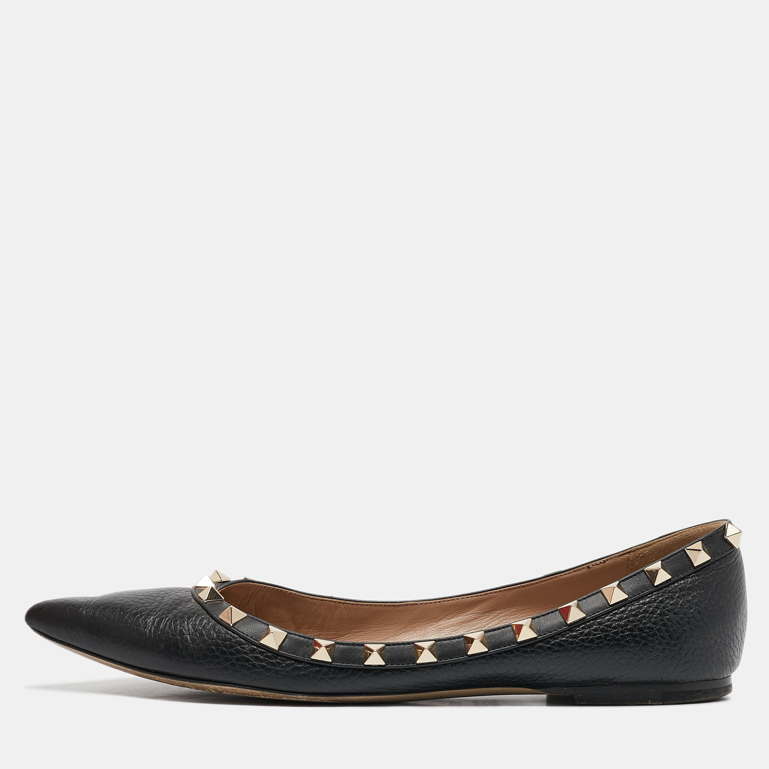 

Valentino Black Leather Rockstud Ballet Flats Size